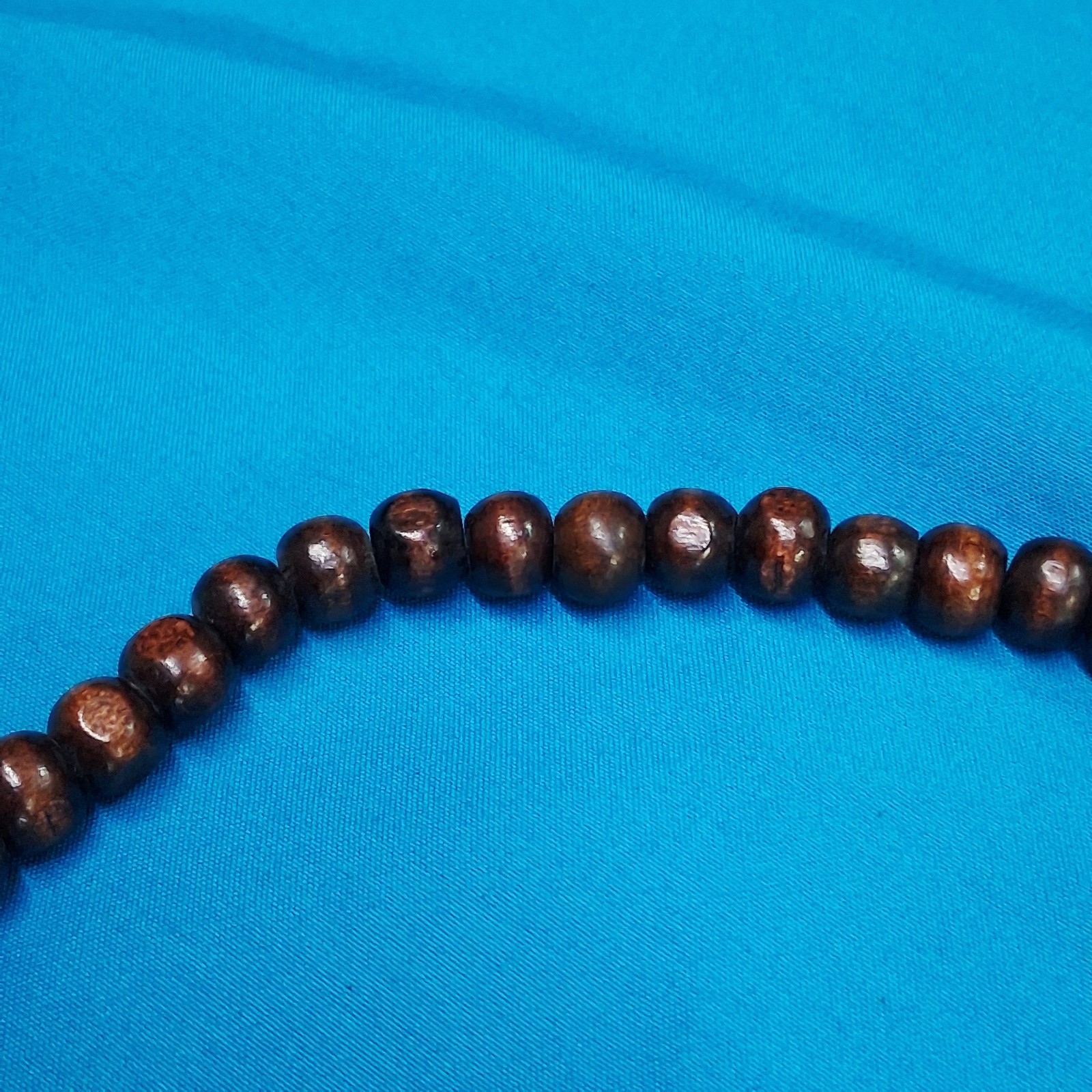 Vintage Channel Set Wood Bead Dotted Design Statement Necklace