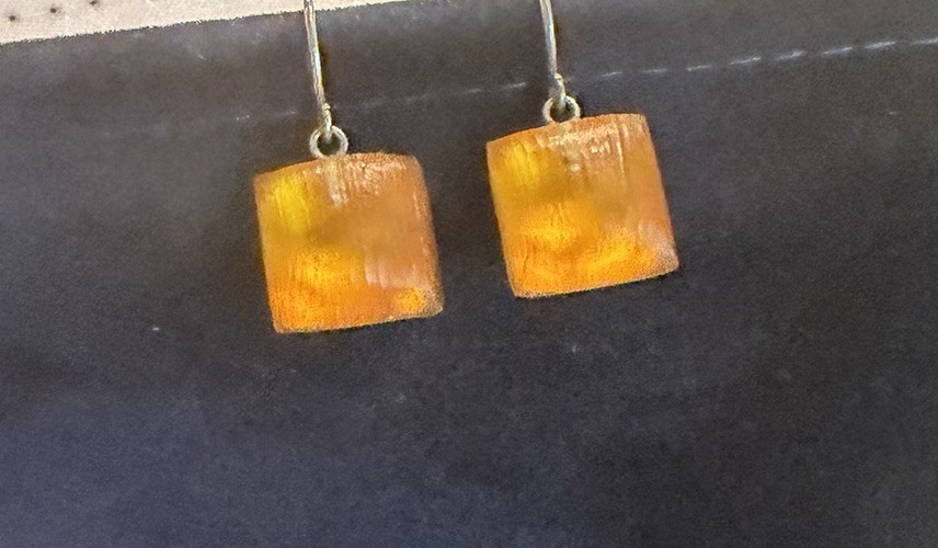 alexis bittar lucite drop earrings Orange Square .75” Overall Dangle