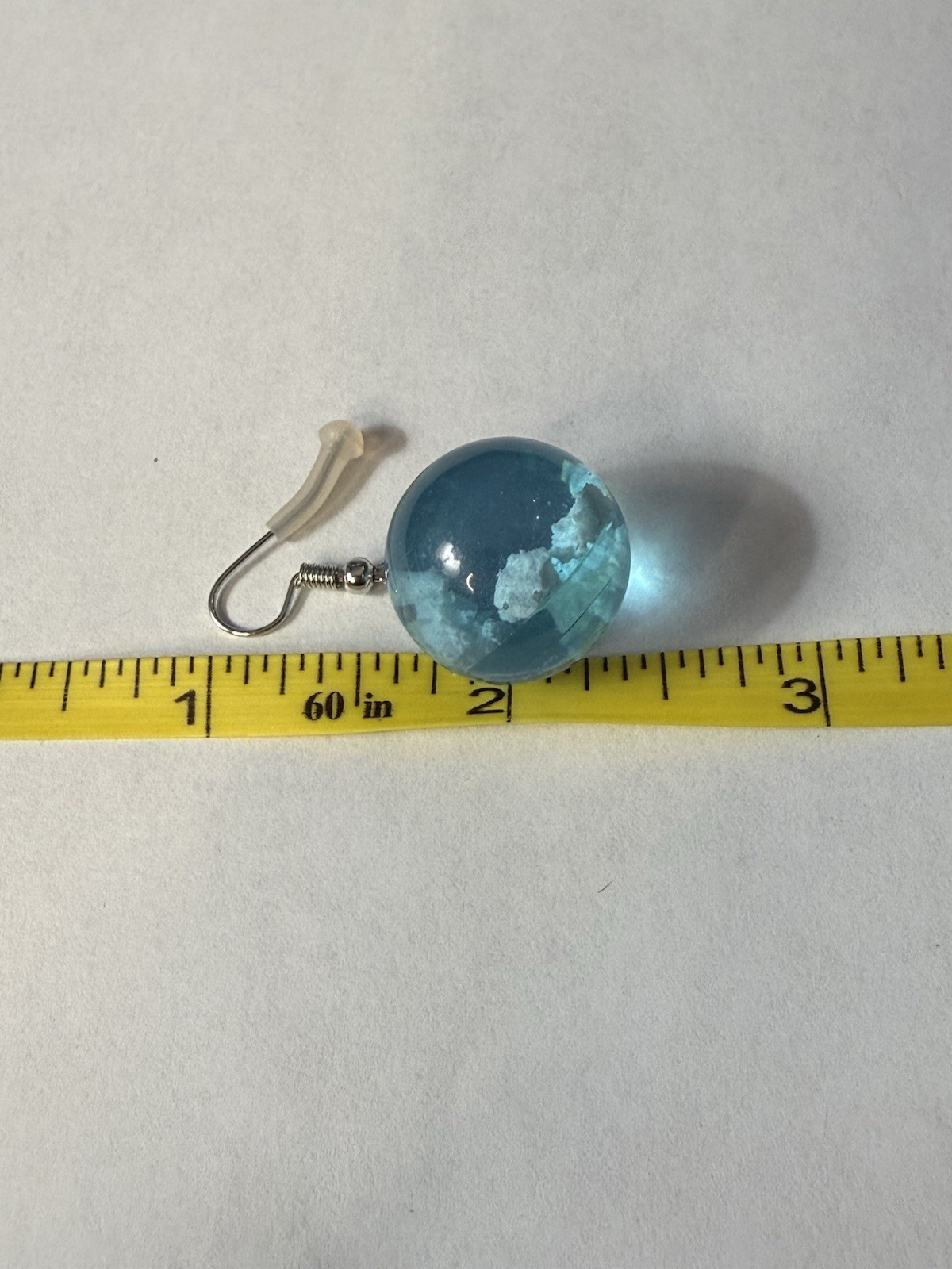 Lucite Blue Sky White Cloud Drop Dangle Pierced Earrings