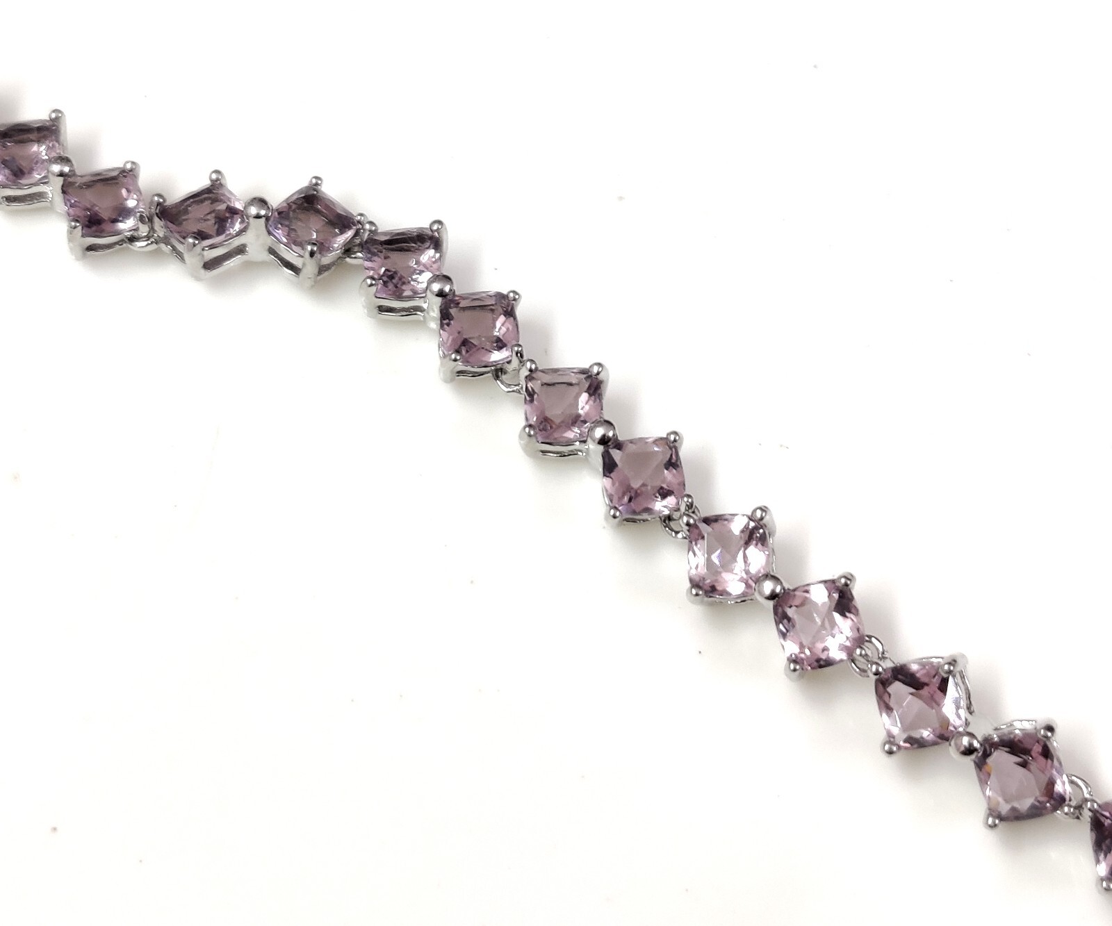 Rare Pink Amethyst Quartz Square Cut Showstopper Jewelry Tennis Bracelet 7″