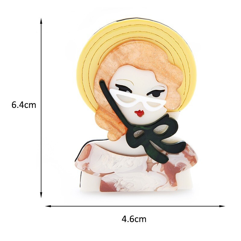 Acrylic Wear Hat Lady Girl Brooches Fashion Party Pins Unisex Women Jewelry Gift