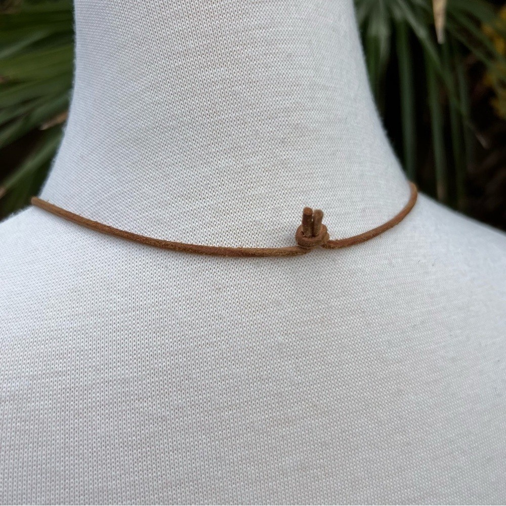 GOLD TONE Locket Necklace on Leather Cord