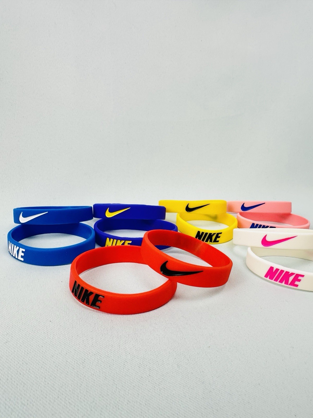 100 Pcs of Nike Silicone Wristband Bracelets Mixed Colors/pick Colors You Want