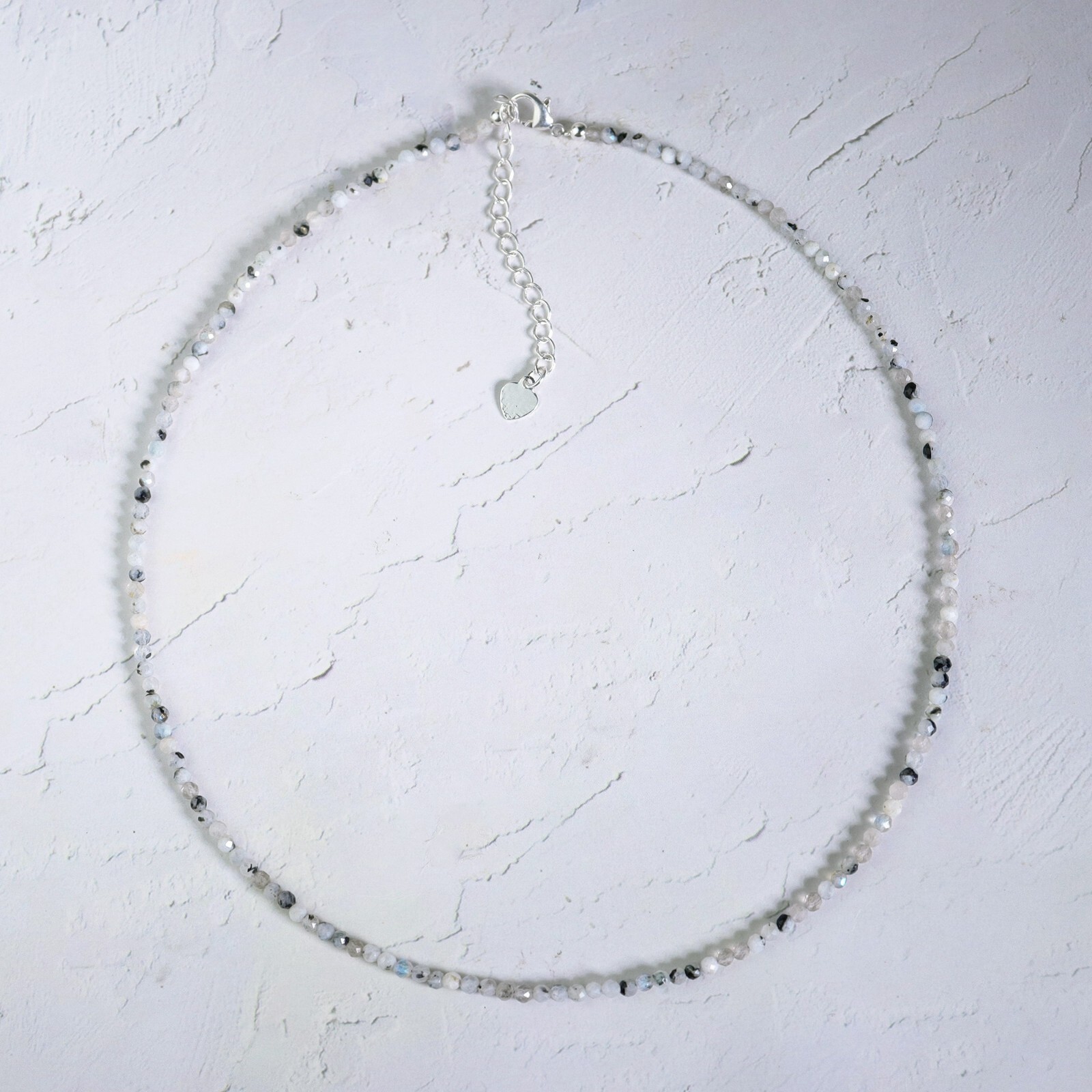 Black Moonstone Choker Delicate Stone Beads Necklace Crystal Dainty Choker