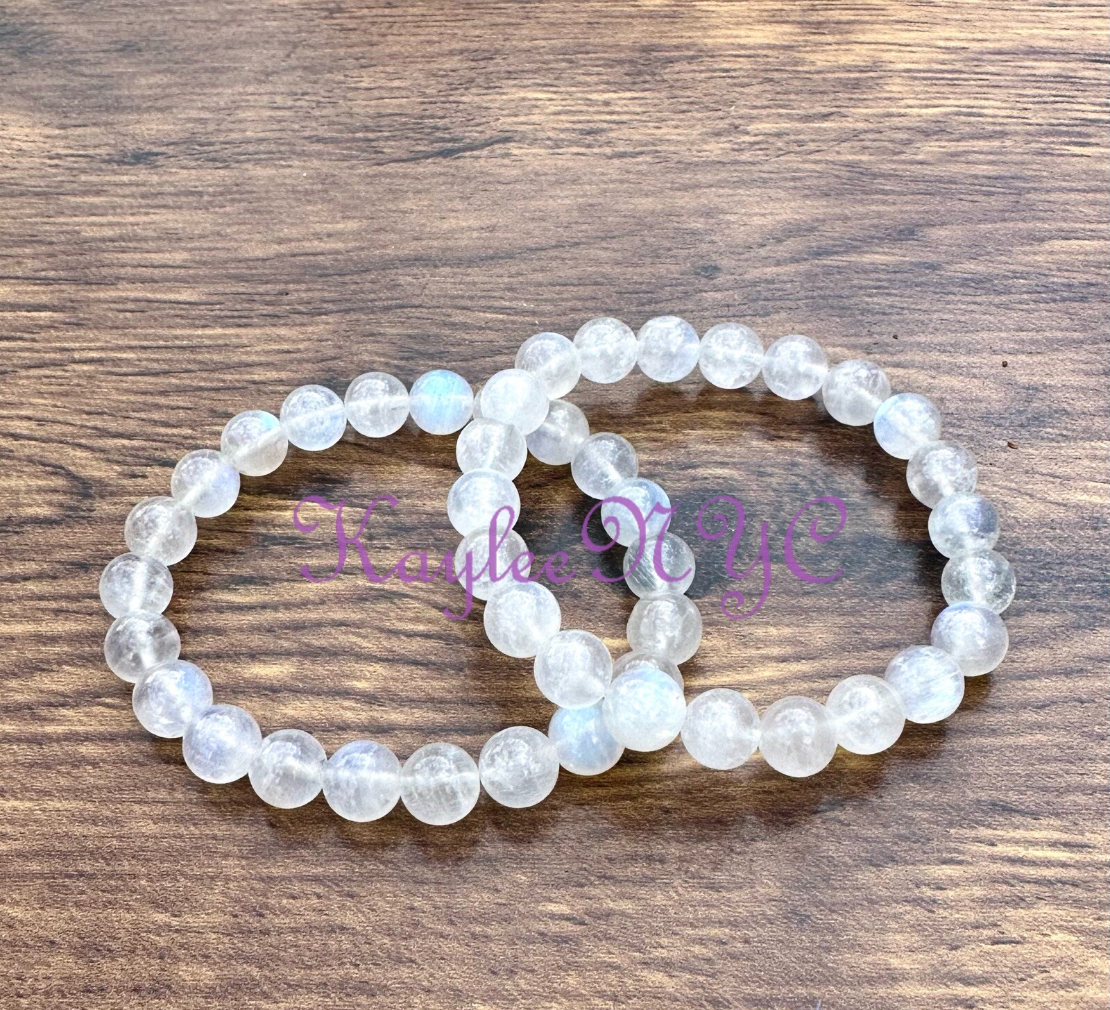 Wholesale 6 Pcs Natural Moonstone 8mm 7.5” Crystal Healing Stretch Bracelet