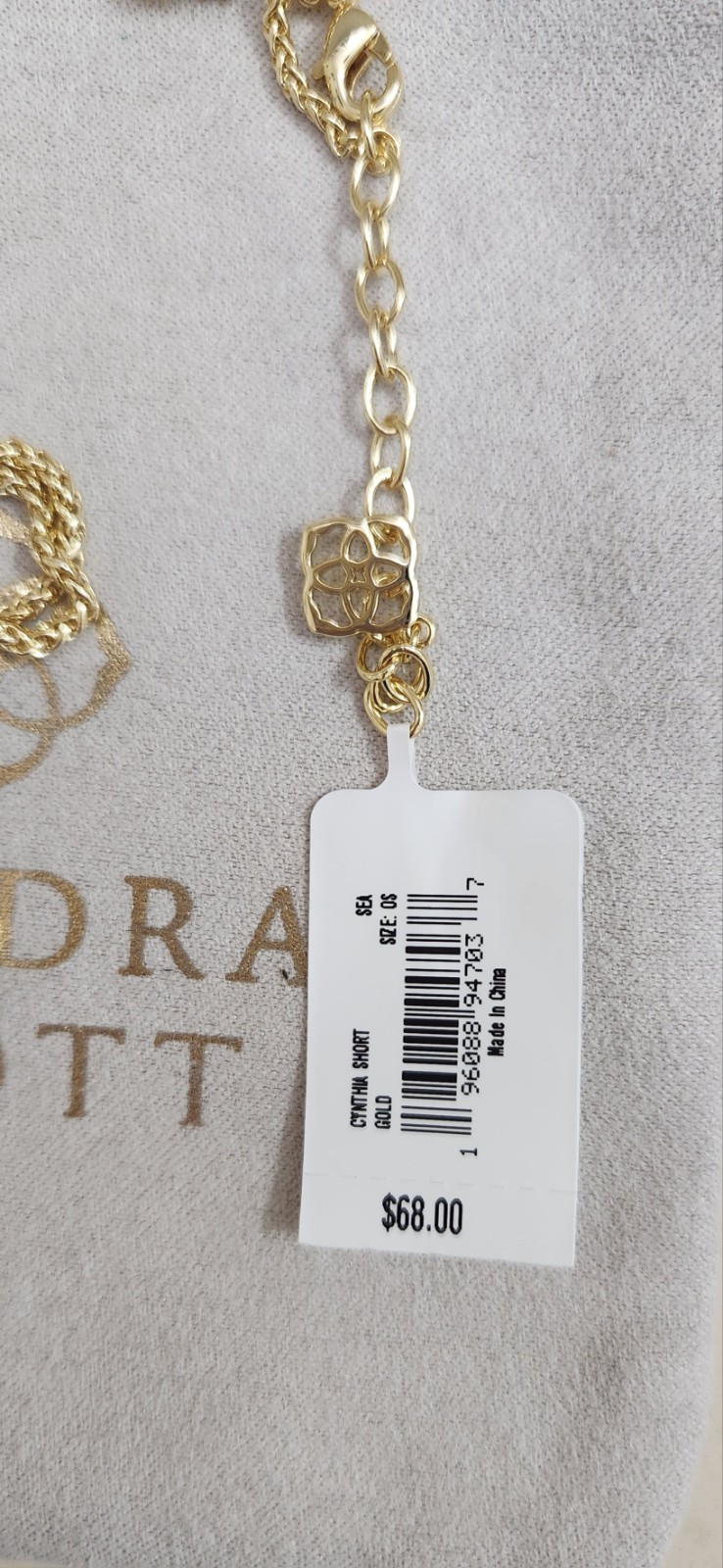 Kendra Scott Cynthia Short Pendant Necklace Gold Sea Green Chrysocolla NWT