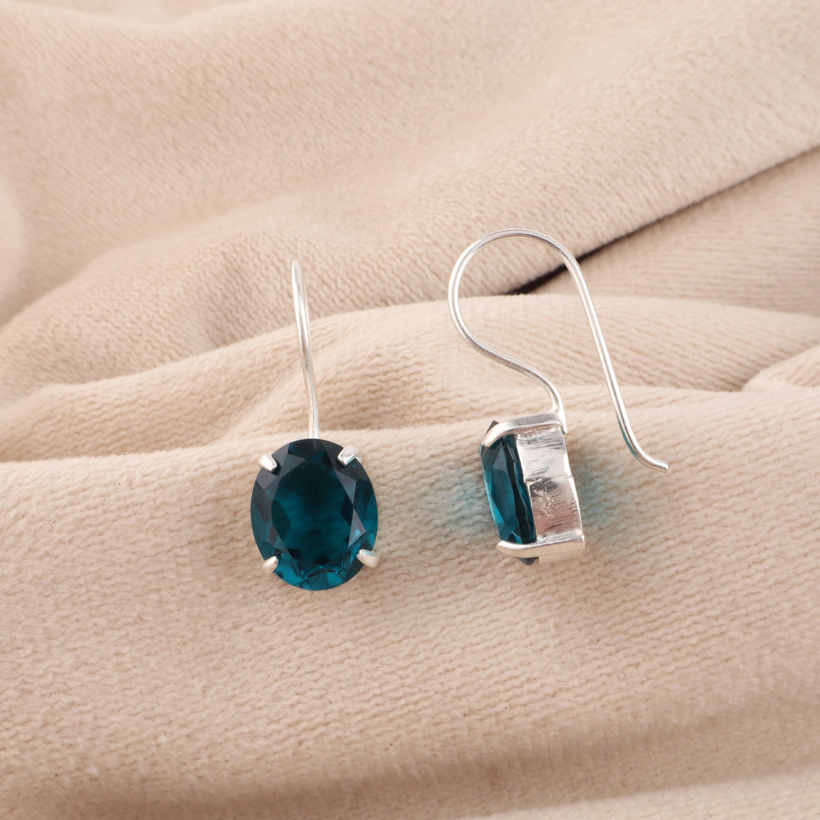 Oval Apatite Channel Set Anniversary New Dangle Elegant Earrings Sterling Silver