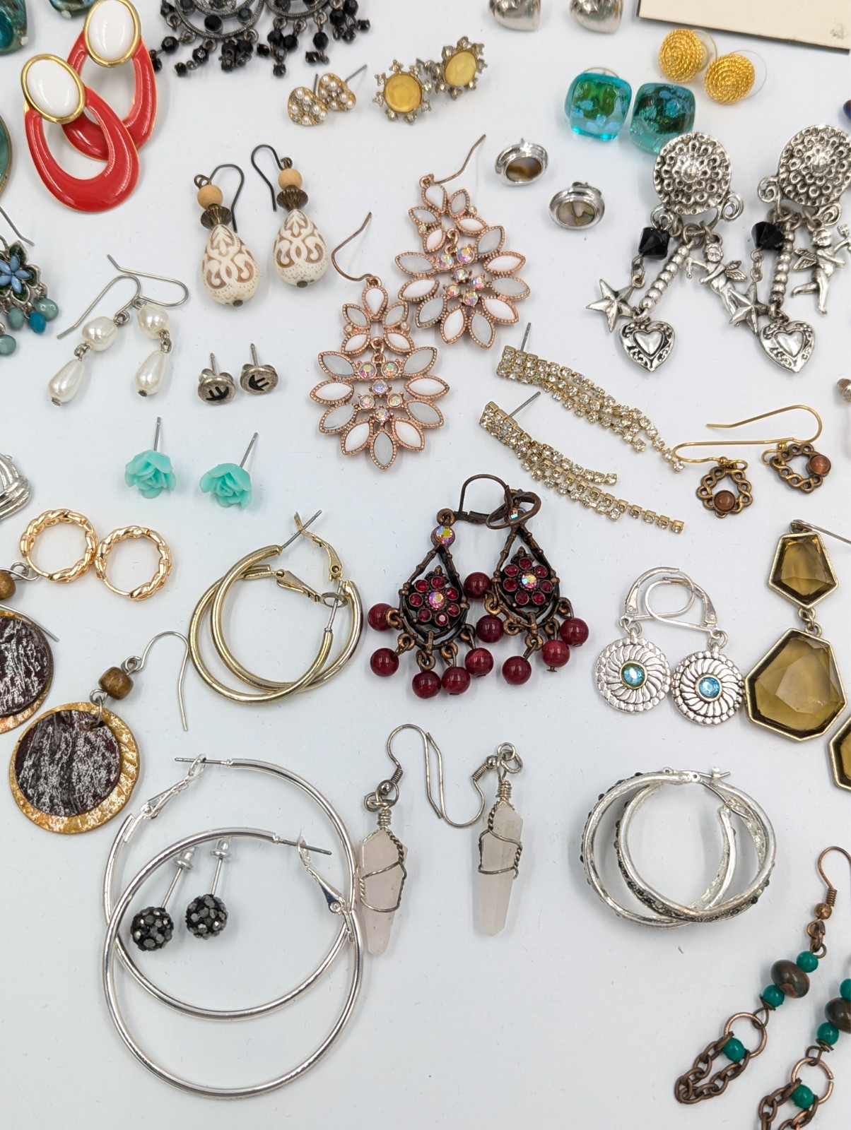 Earrings 50+ Pairs Cleaned & Ready to Wear Hoops Studs Dangle Any Occasion