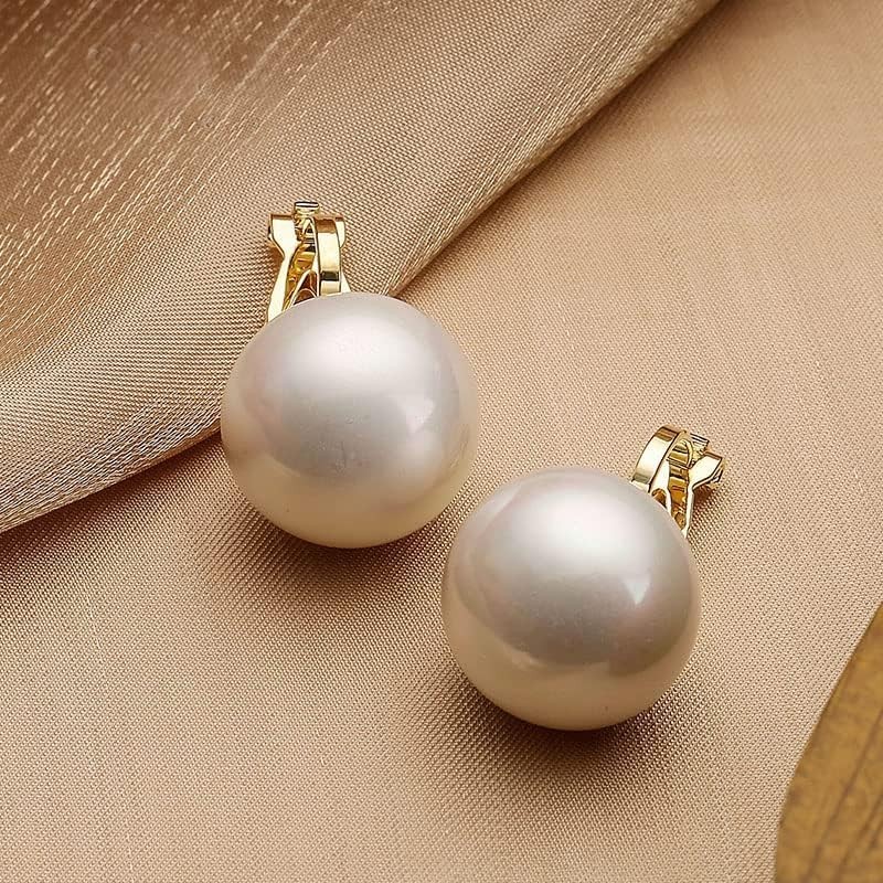 Pearl Clip on Earrings for Women Drop Clip Earrings for Women Gold Plated Whi…