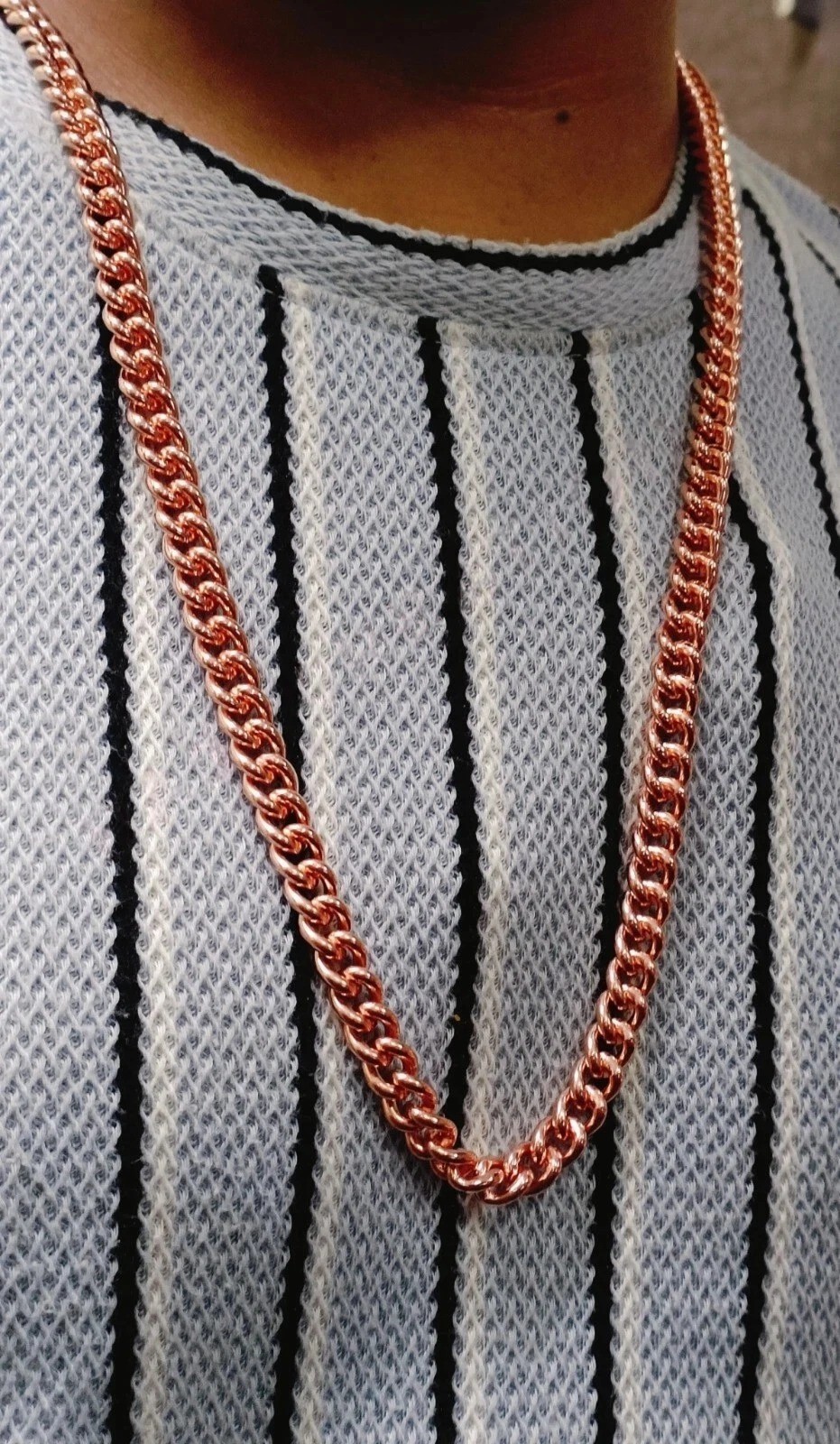 CUBAN CHAIN Solid Pure Copper Oxidized Necklace Gift Her & Him Curb Link 8MM