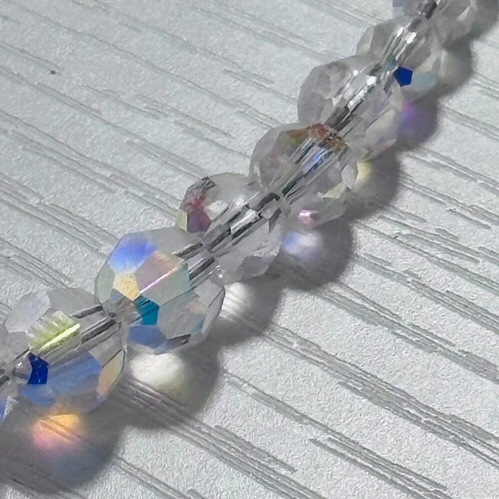 Aurora Borealis Crystal Beaded Necklace Clear AB Sparkle 16”