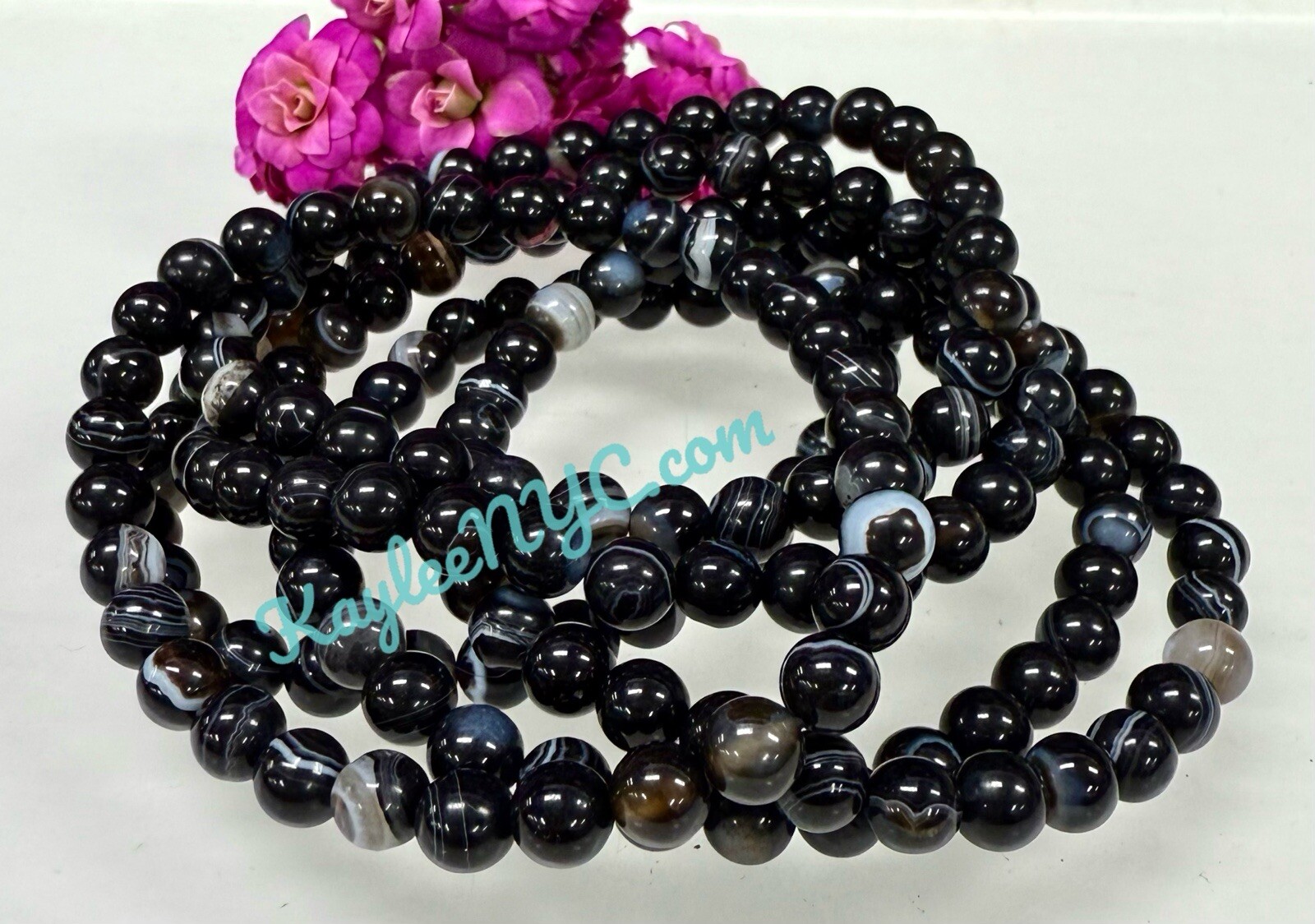Wholesale Lot 6 Pcs Onyx 6mm 7.5” Crystal Healing Stretch Bracelet