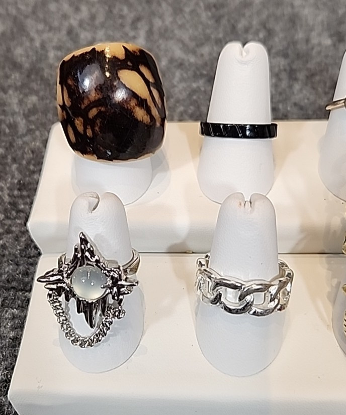 Jewelry 11 Rings Gothic Collection Skull 2 Rings w/Chain See Description #203