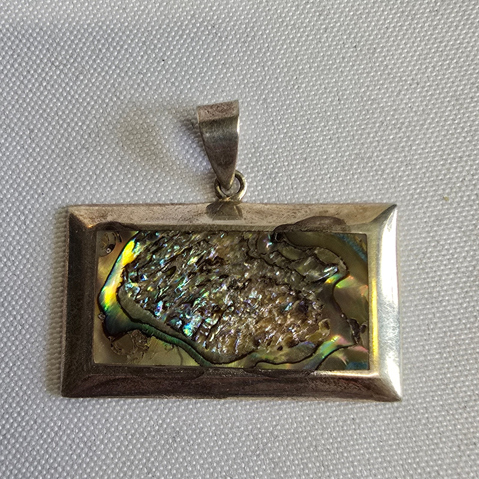 Sterling Silver Pendant 13.1g Fine Jewelry Abalone Look Charm *READ*