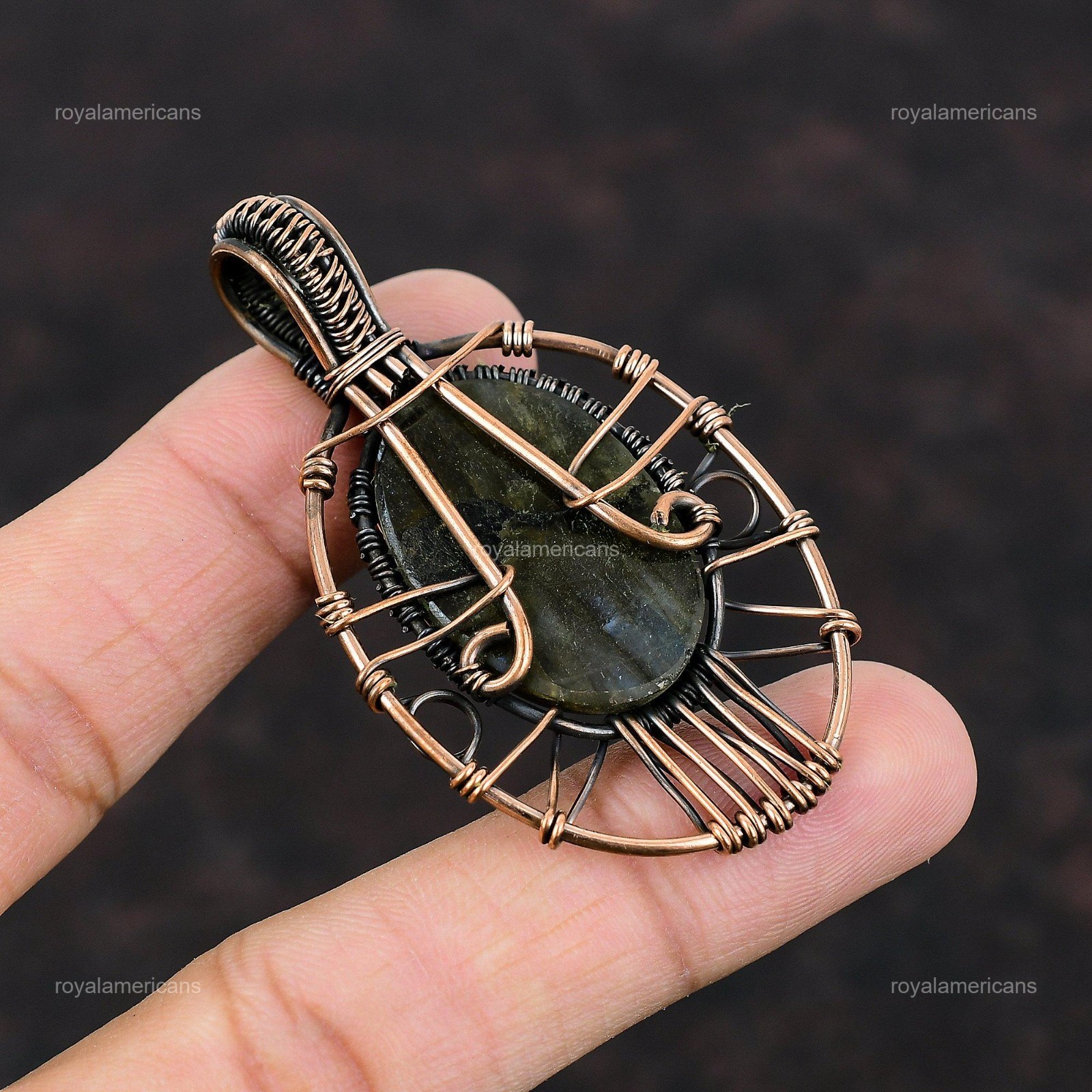 Mystic Fire Labradorite Stone Copper Mother’s Day Tree Of Life Pendant Jewelry