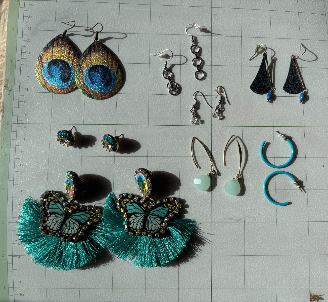 Lot 8 Pair Fashion Earrings Butterfly Tassel Peacock Boho Dangle Hoop Stud