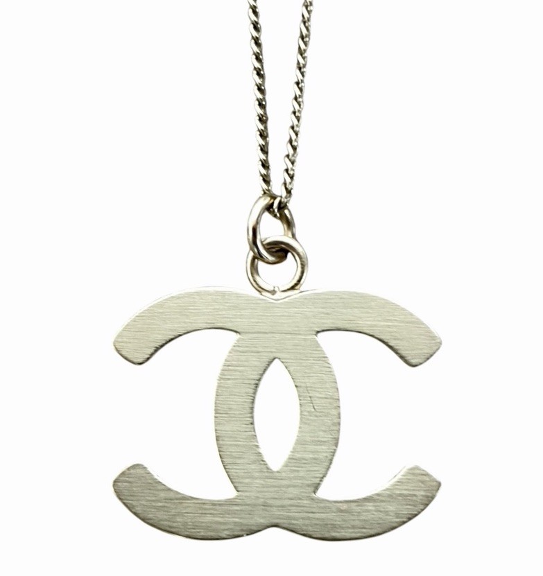 Auth Chanel Pendant Necklace CC Logo COCO Mark Rhinestone Vintage Gold Tone 11A