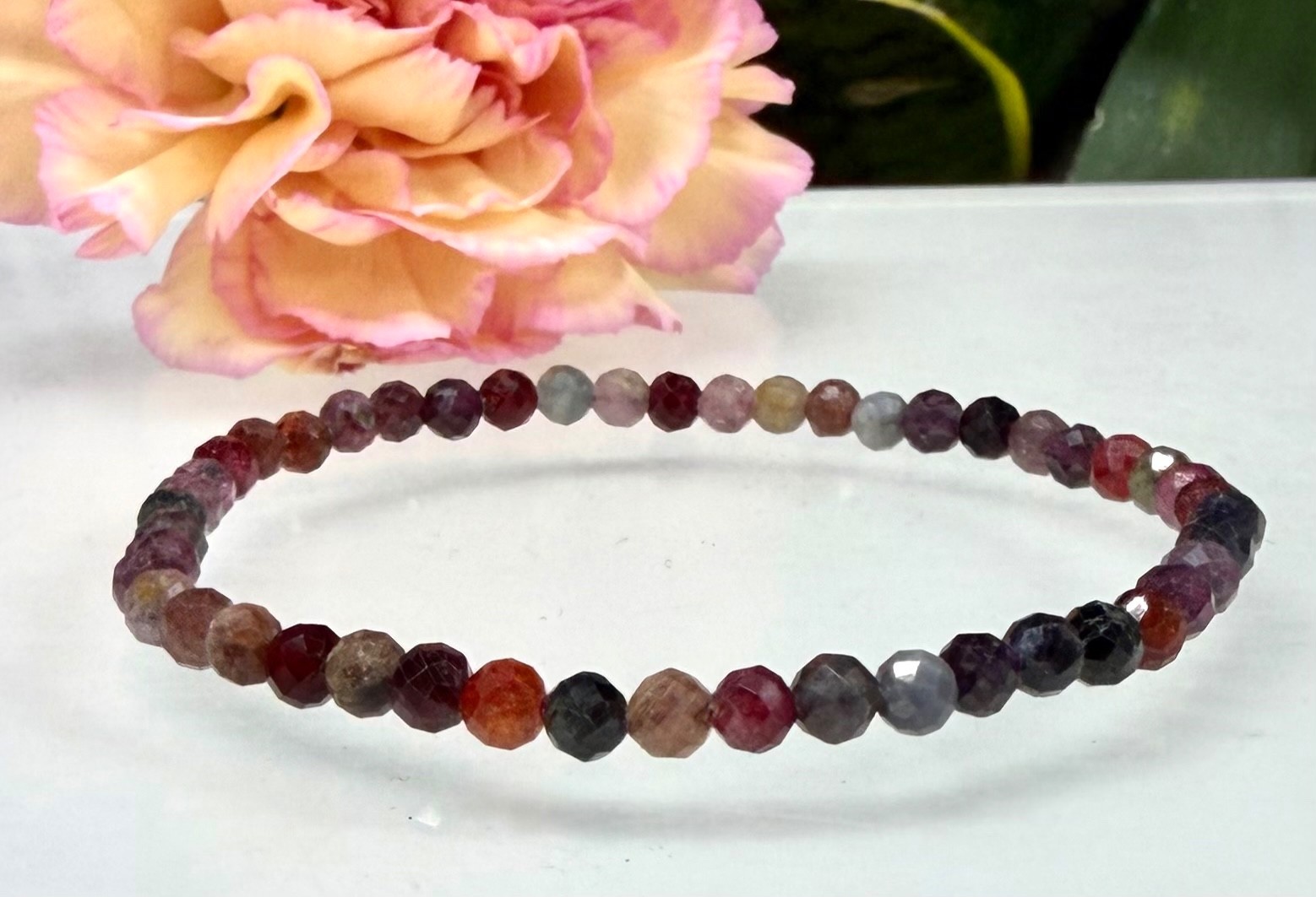 Wholesale 6 Pcs Natural Rainbow Spinel 4mm Faceted 7.5” Stretch Bracelet