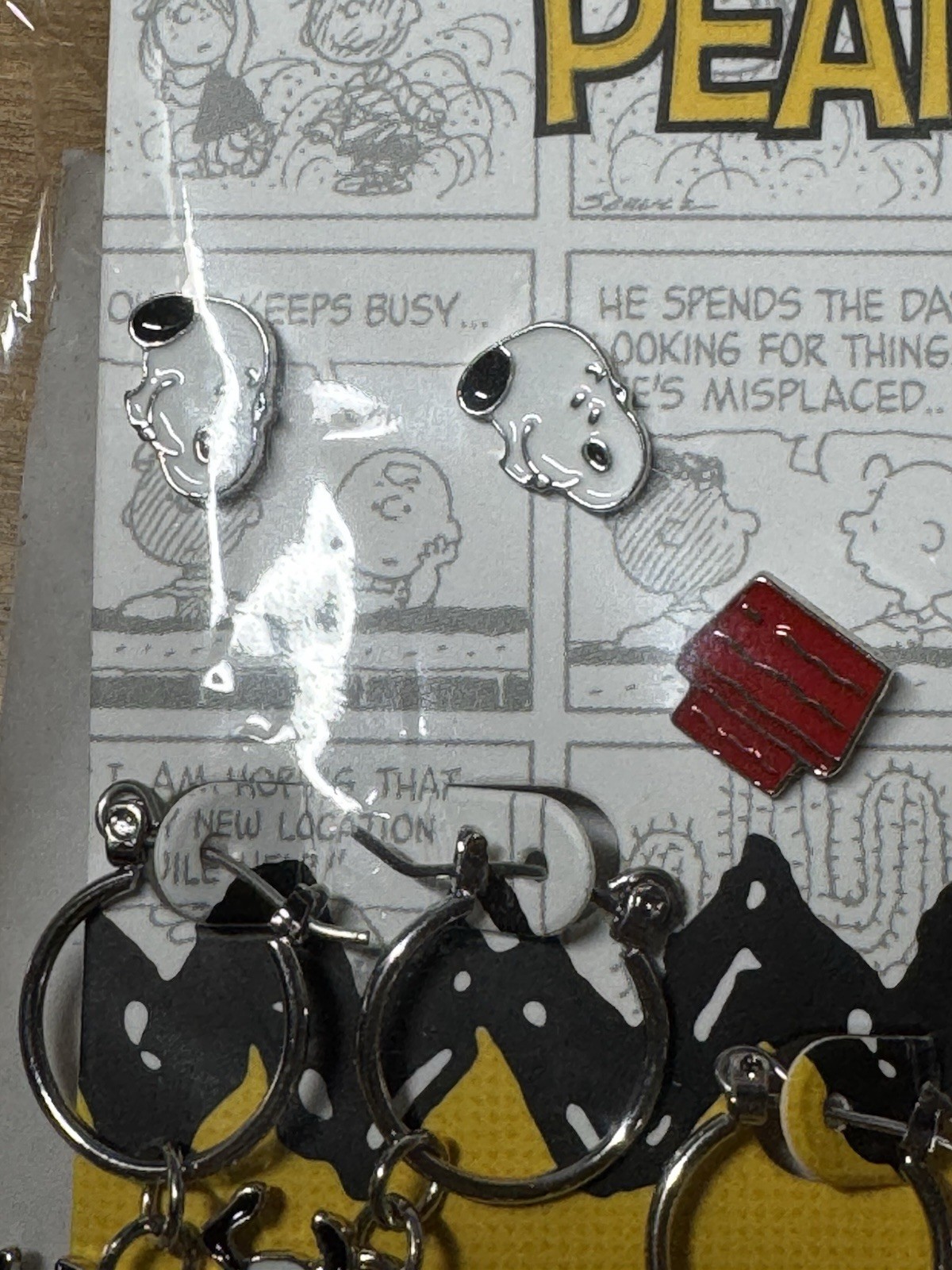 Peanuts Snoopy & Woodstock Earrings Doghouse Hoops Happy Dance NWT