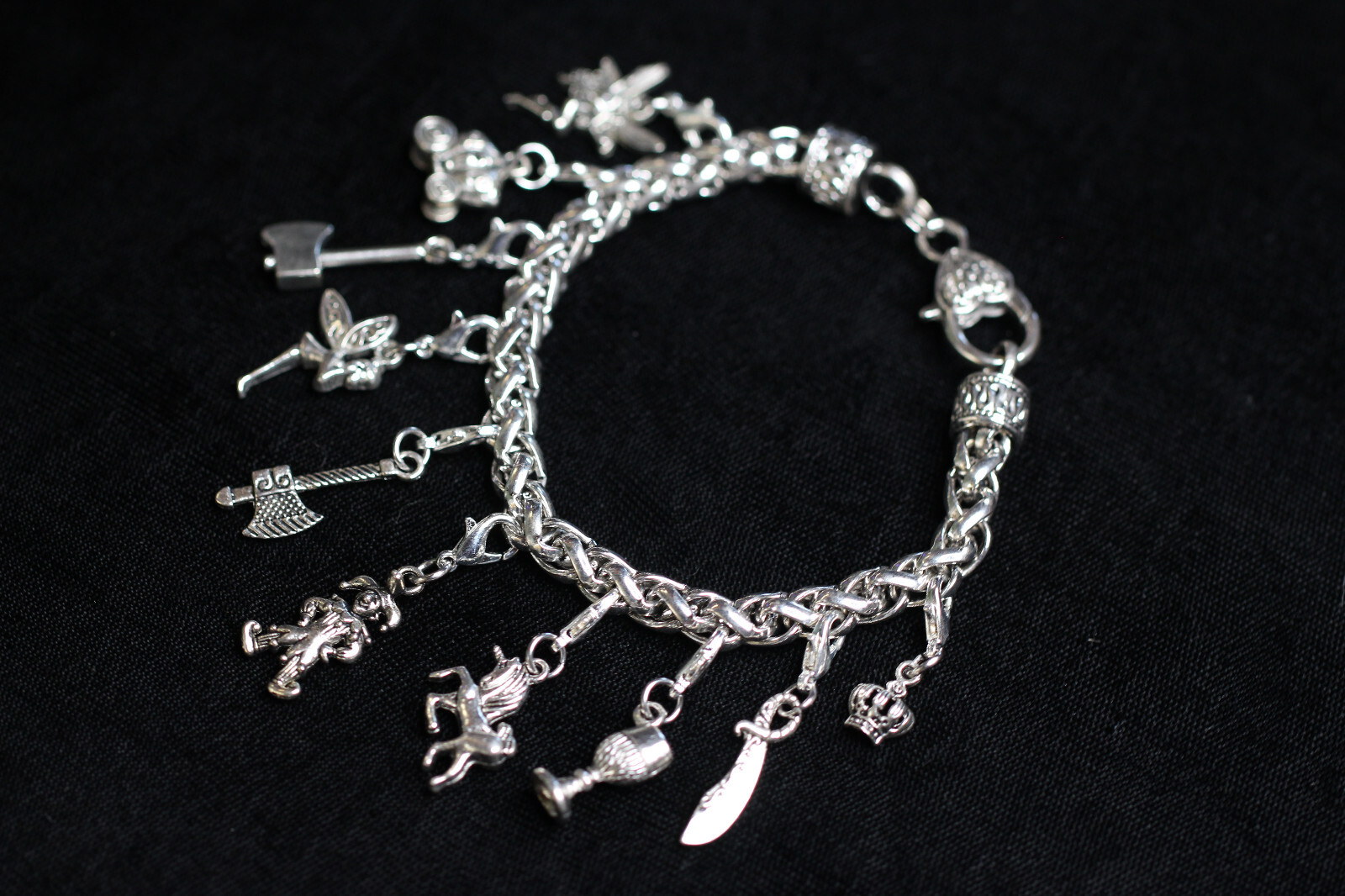 Fantasy Fairytale Charm Bracelet Silver Pewter Charms 8″ Interchangeable