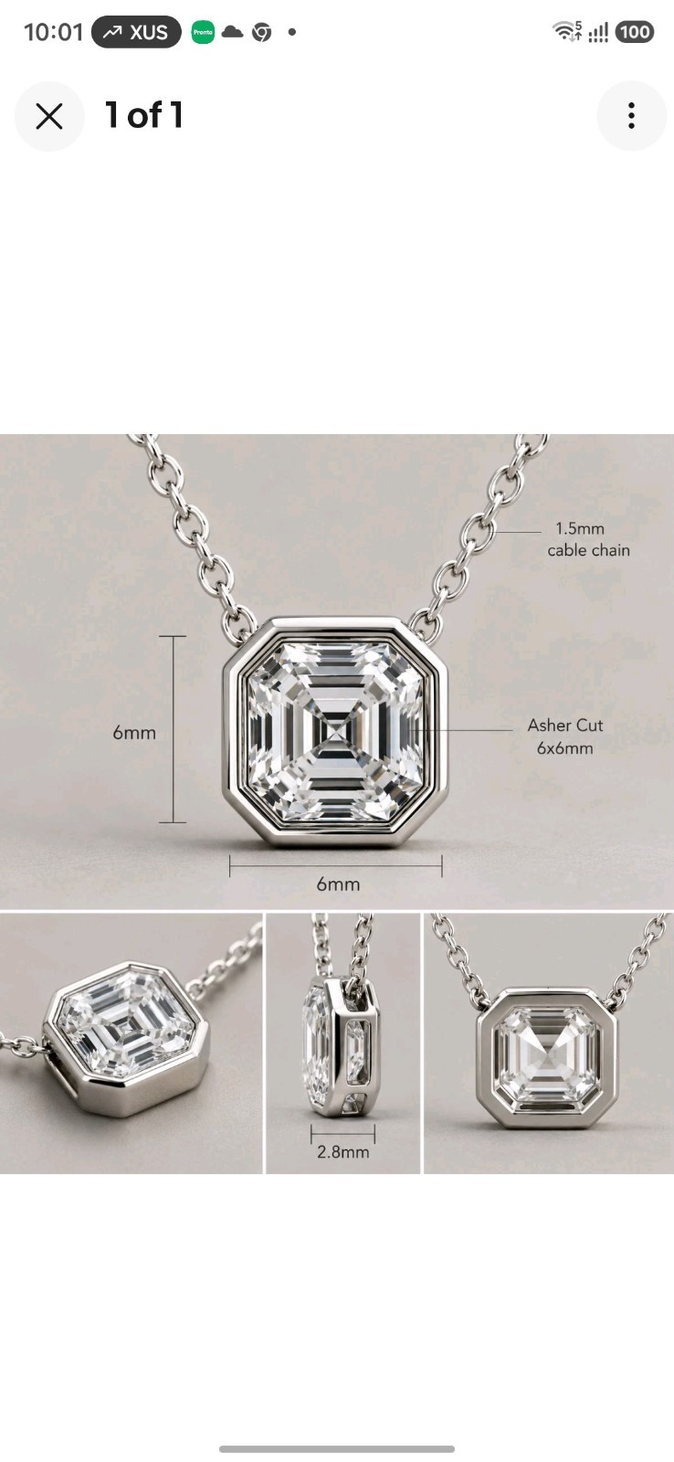 IGI Certified 1.5 Carat Asscher Cut Diamond Pendant | Lab Grown | Fine Jewelry