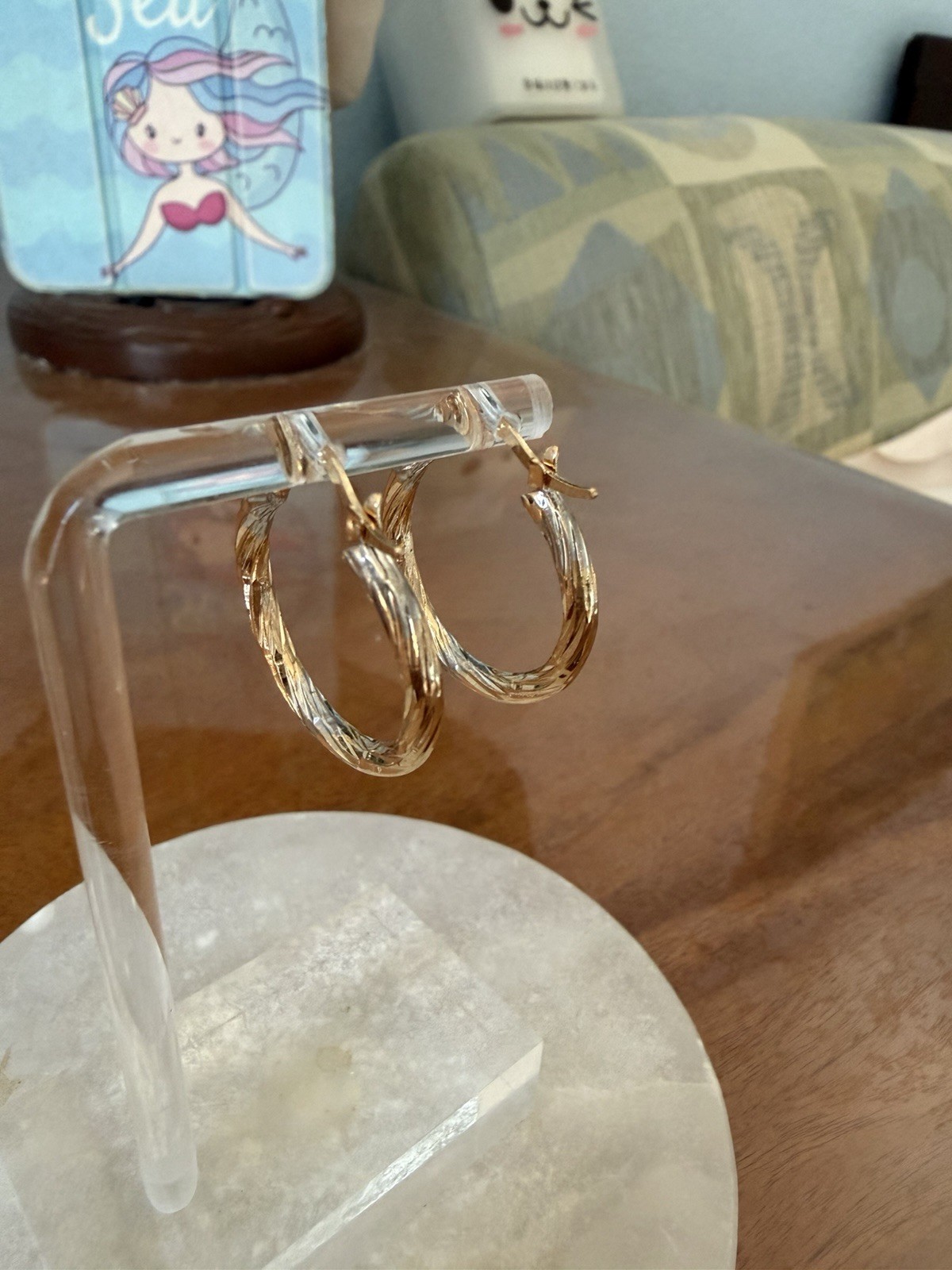 Boho style two tone Twisted Hoop Earrings