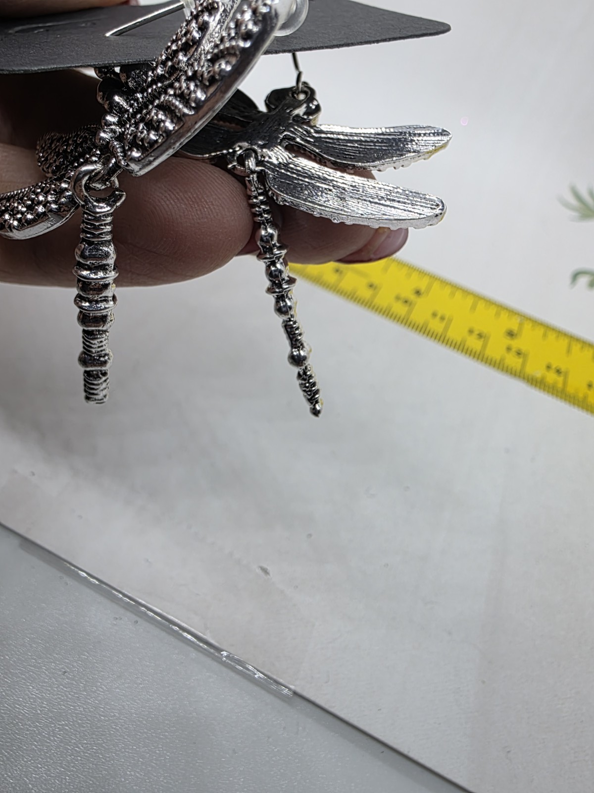 Vintage Dragonfly Design Carved Pattern Dangle Earrings Retro Bohemian Style 2″