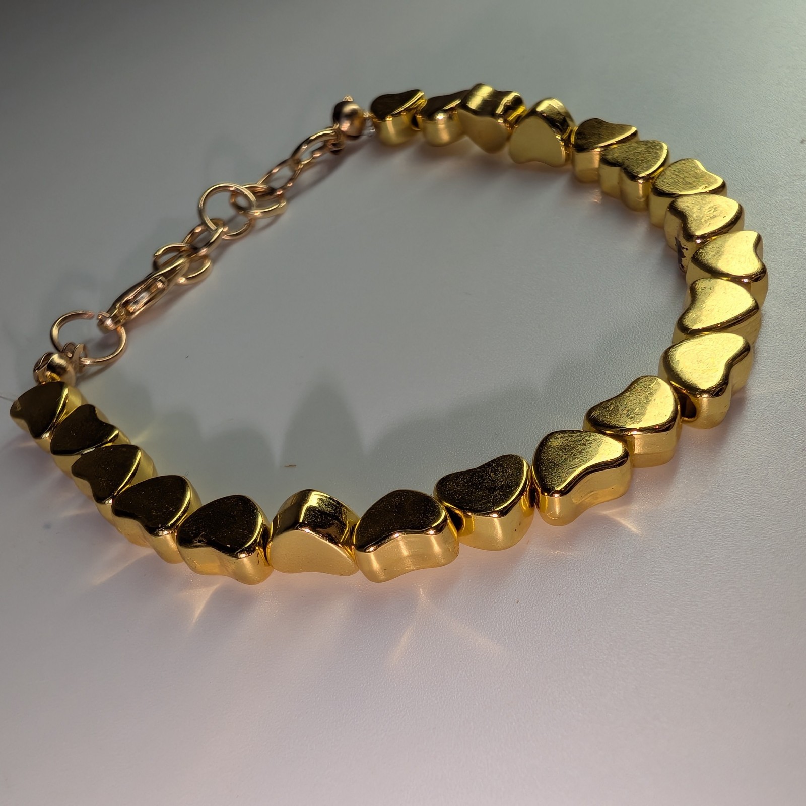 Lot of 3 Gold Tone Bracelets with Star Heart And Geometric Beads, Lobster Clasp