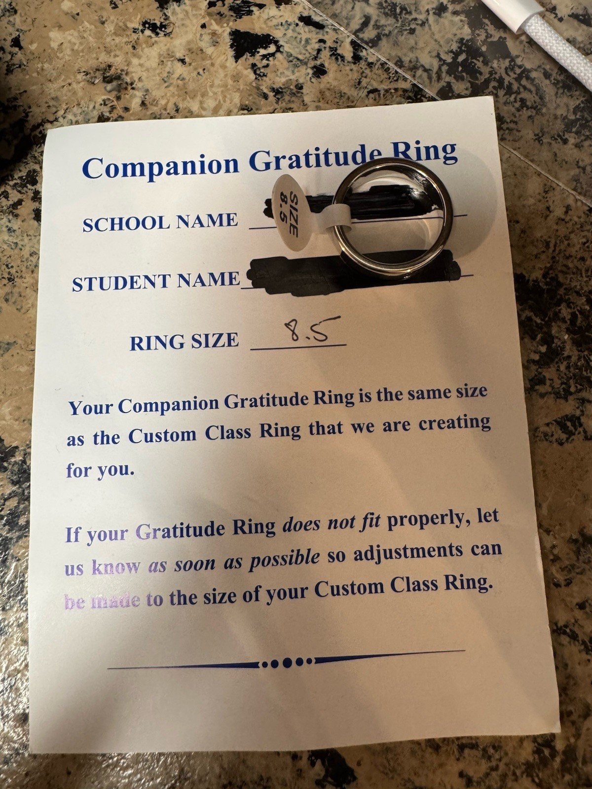 2028 JOSTENS “Companion” Class Ring Band Graduation Ring 2028 size 8.5 New