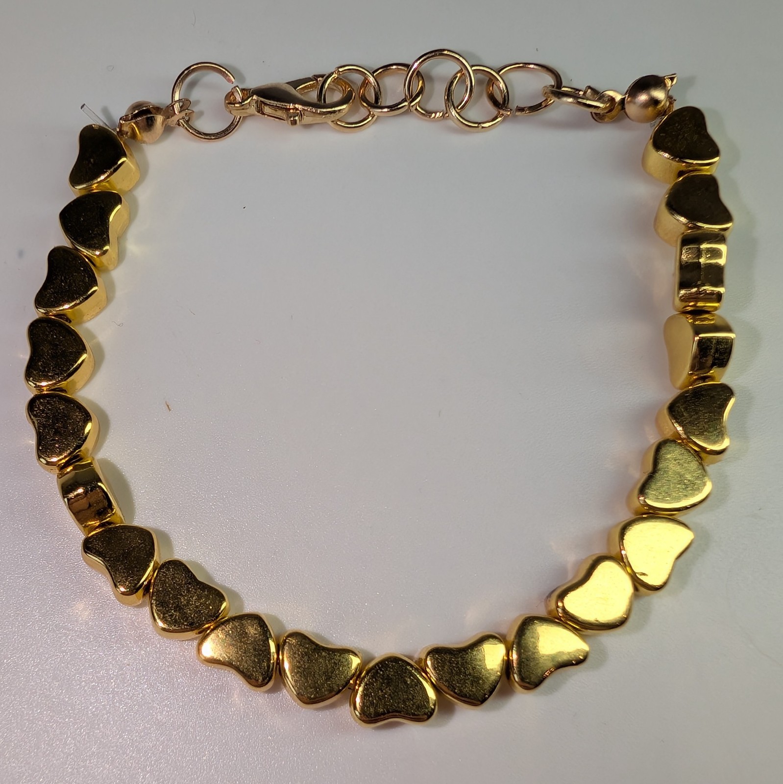Lot of 3 Gold Tone Bracelets with Star Heart And Geometric Beads, Lobster Clasp