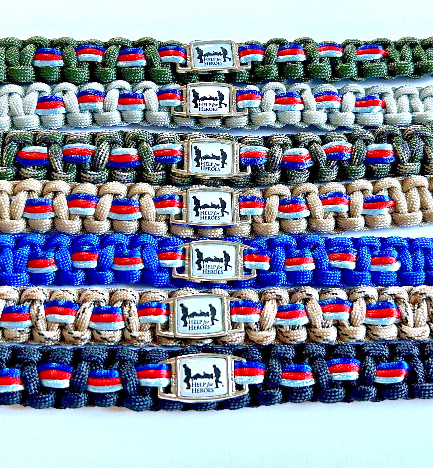 NEW! MILATARY COLOURS : Help For Heroes/Stretcher Bracelet (3 Sizes/7 Colours)