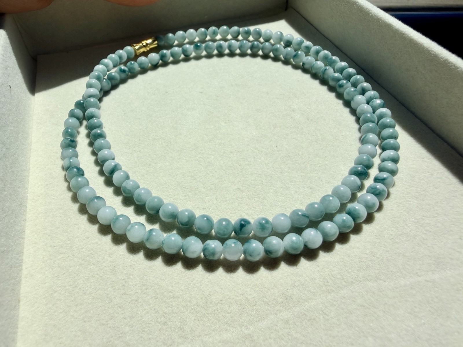 Burma jadeite necklace 4.7m blue Sky White Cloud type A Burmese Jade 翡翠蓝天白云