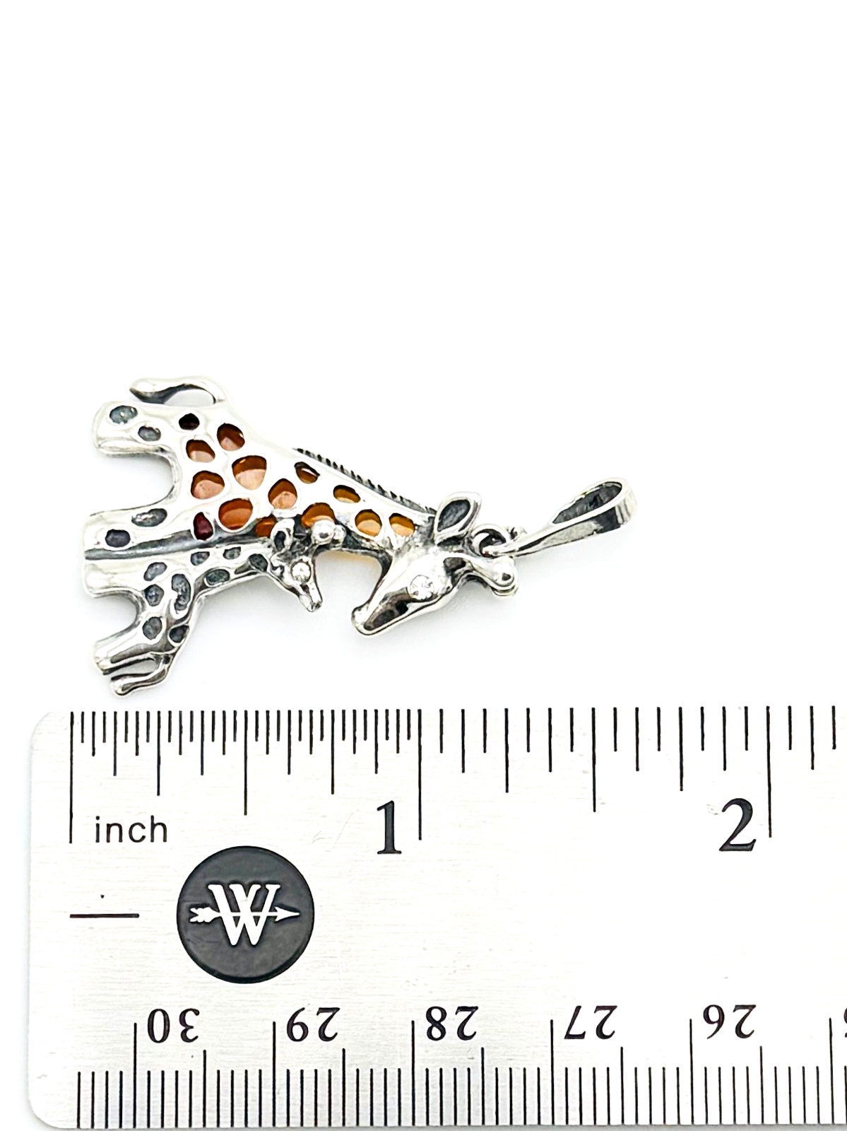 Gdansk Baltic amber and Sterling Silver Mother and Baby Giraffe Pendant
