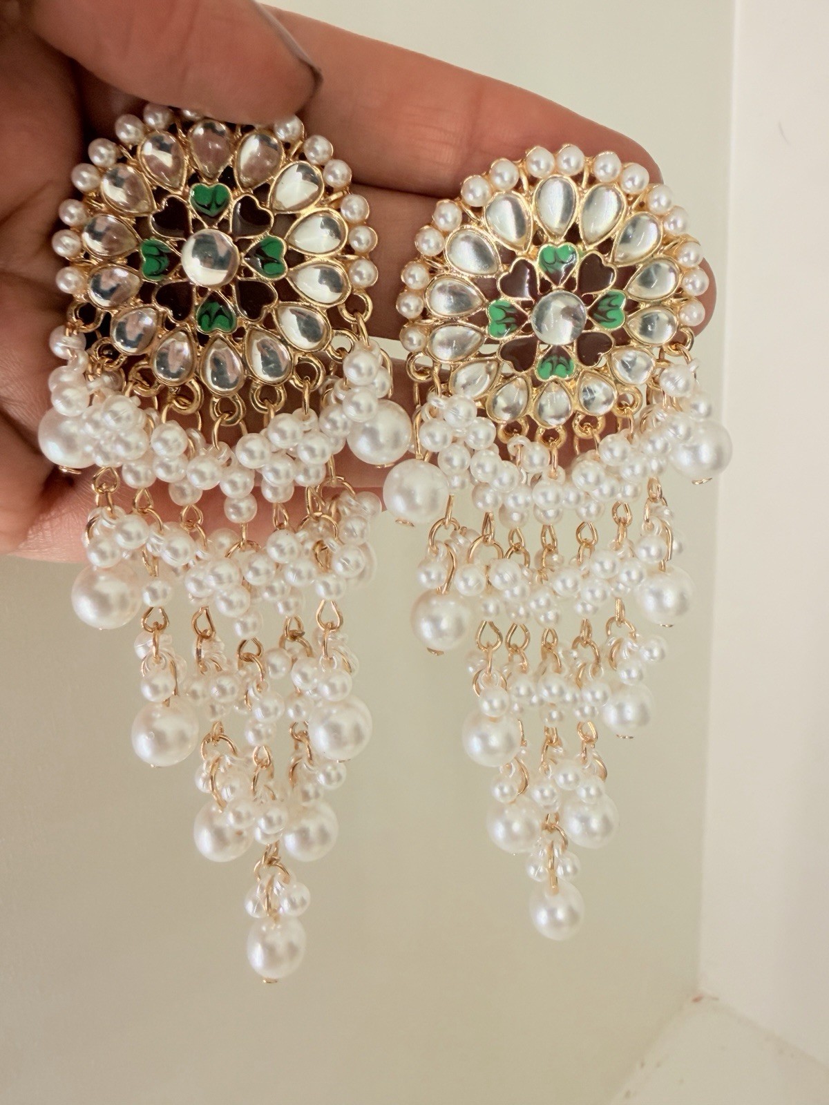 Pearl Long earrings With Tassels and Rhinestone Traditional Jewelry for women