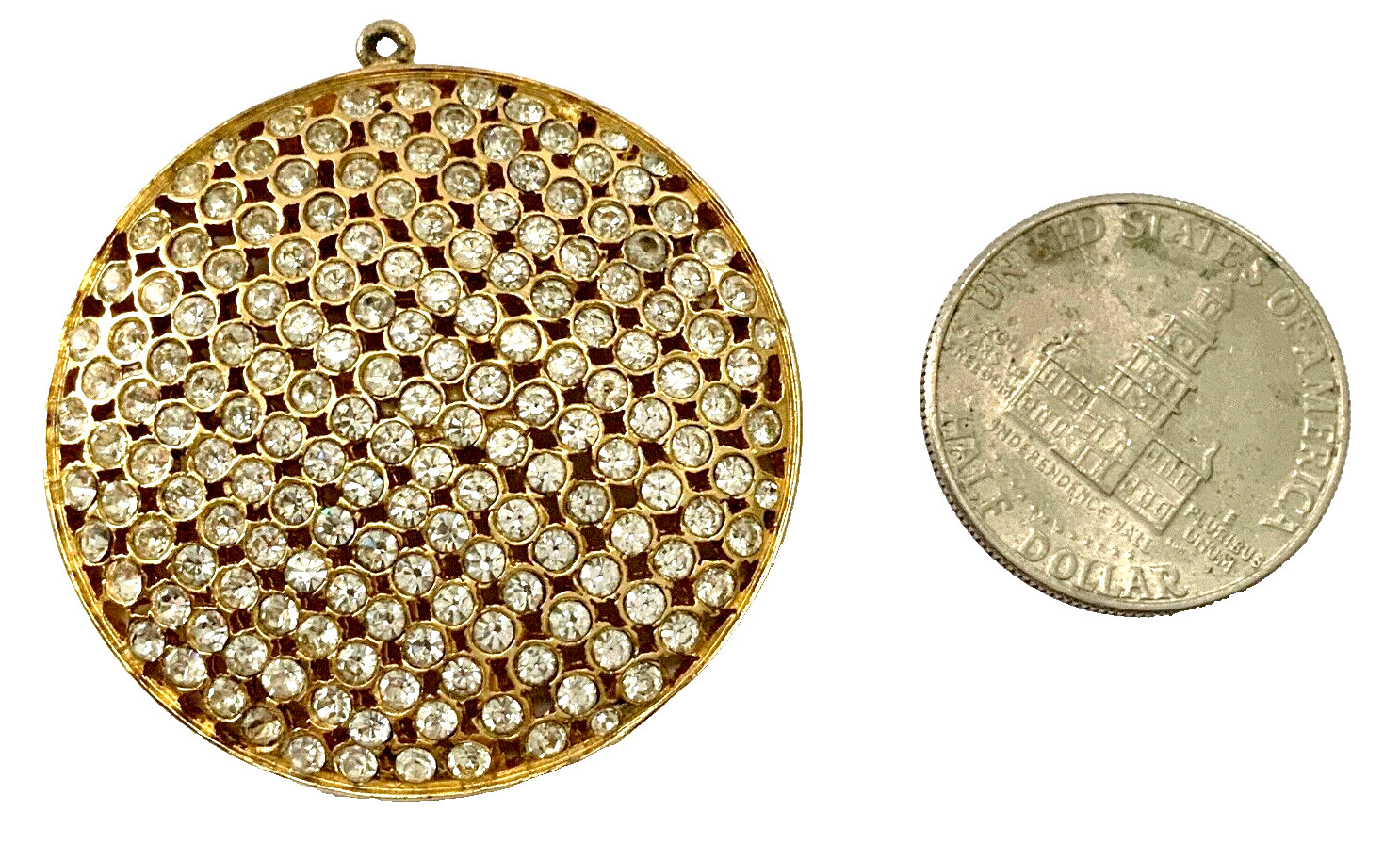 VALENTINO CRYSTAL EMBELLISHED GOLD TONE PENDANT