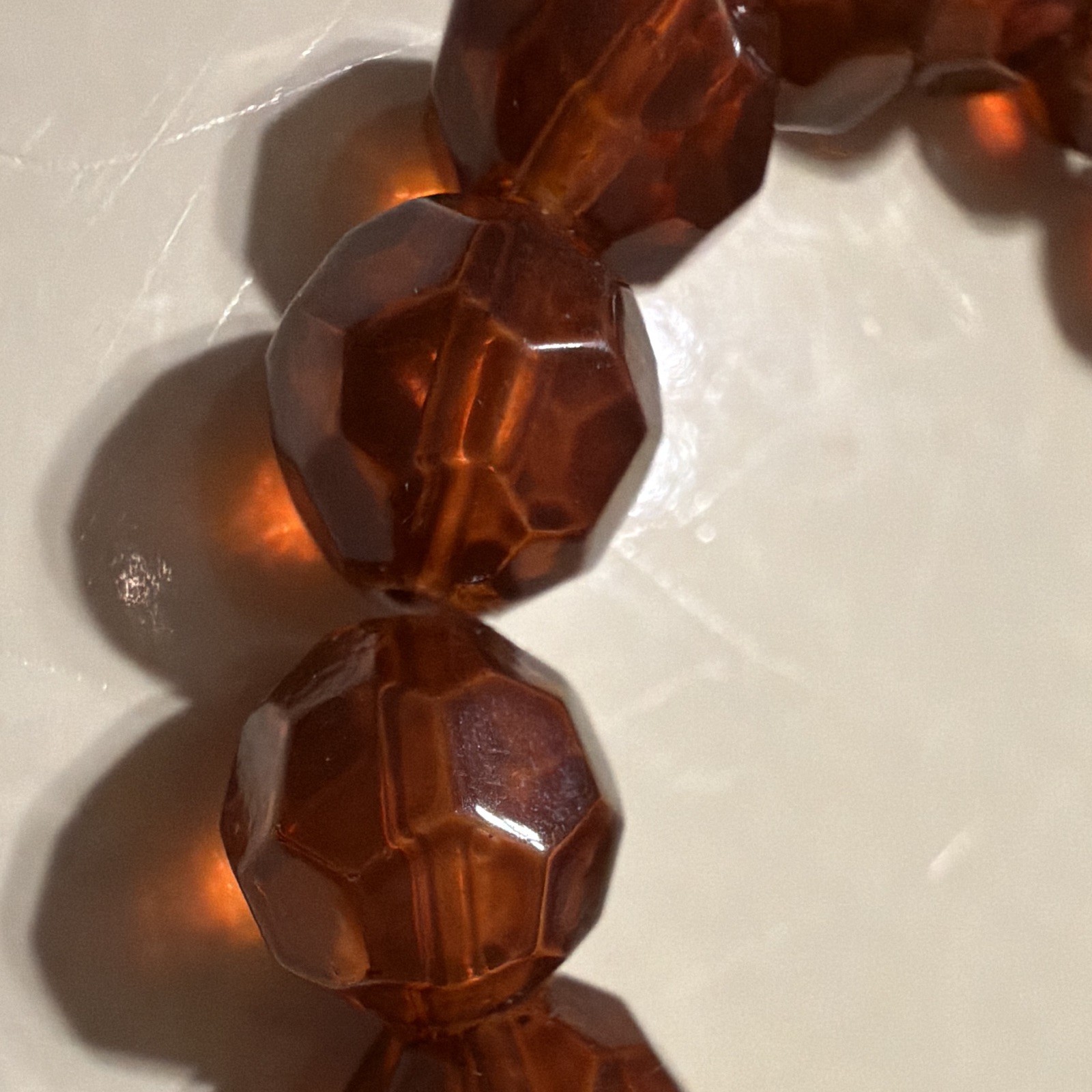 Brown Plastic Faceted Beaded Stretch Bracelet Round Shape Round Beads