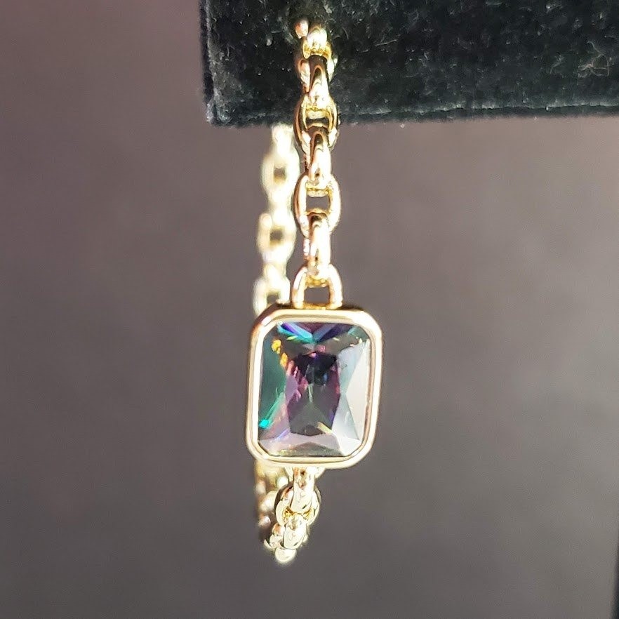 Bomb Party June 2025 Birthday Subtle Statements Alexandrite Gold Chain Hoops