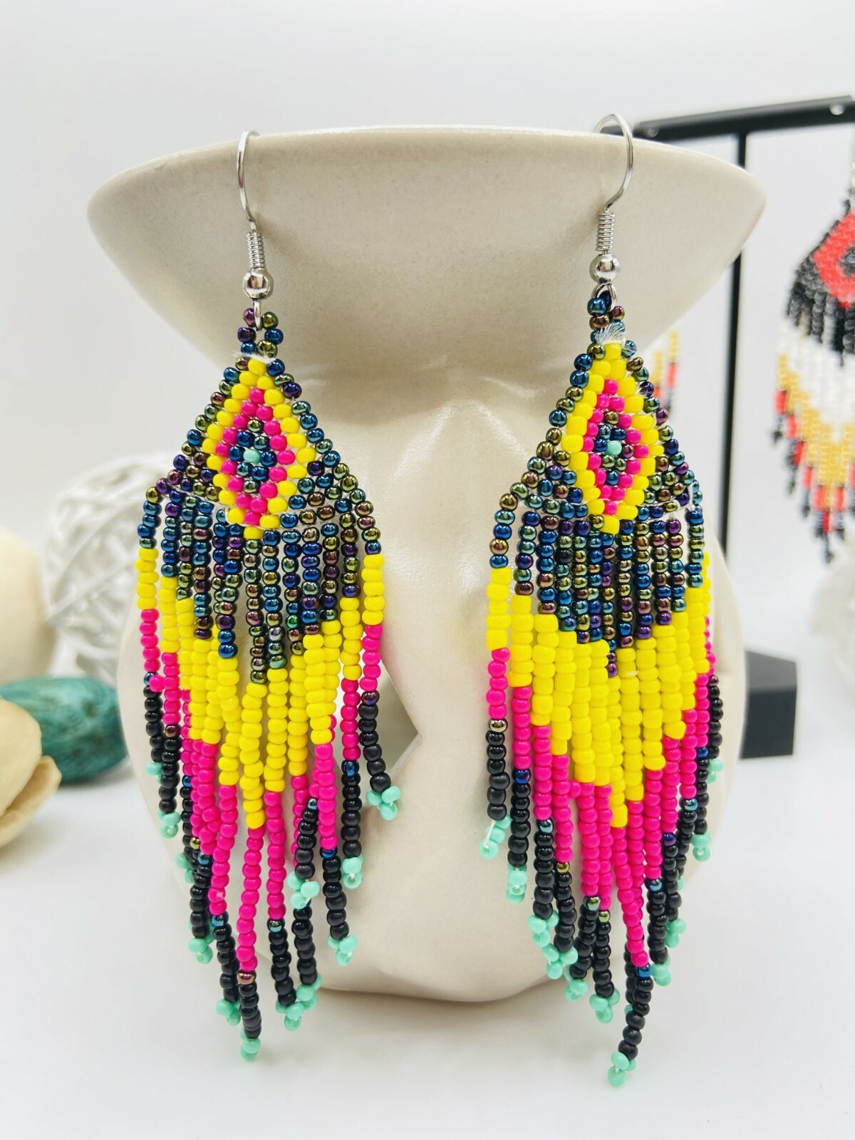 BOHO Seeds Beaded Earrings Fringe Tassel Bohemian Dangle Drop Handmade Jewelry