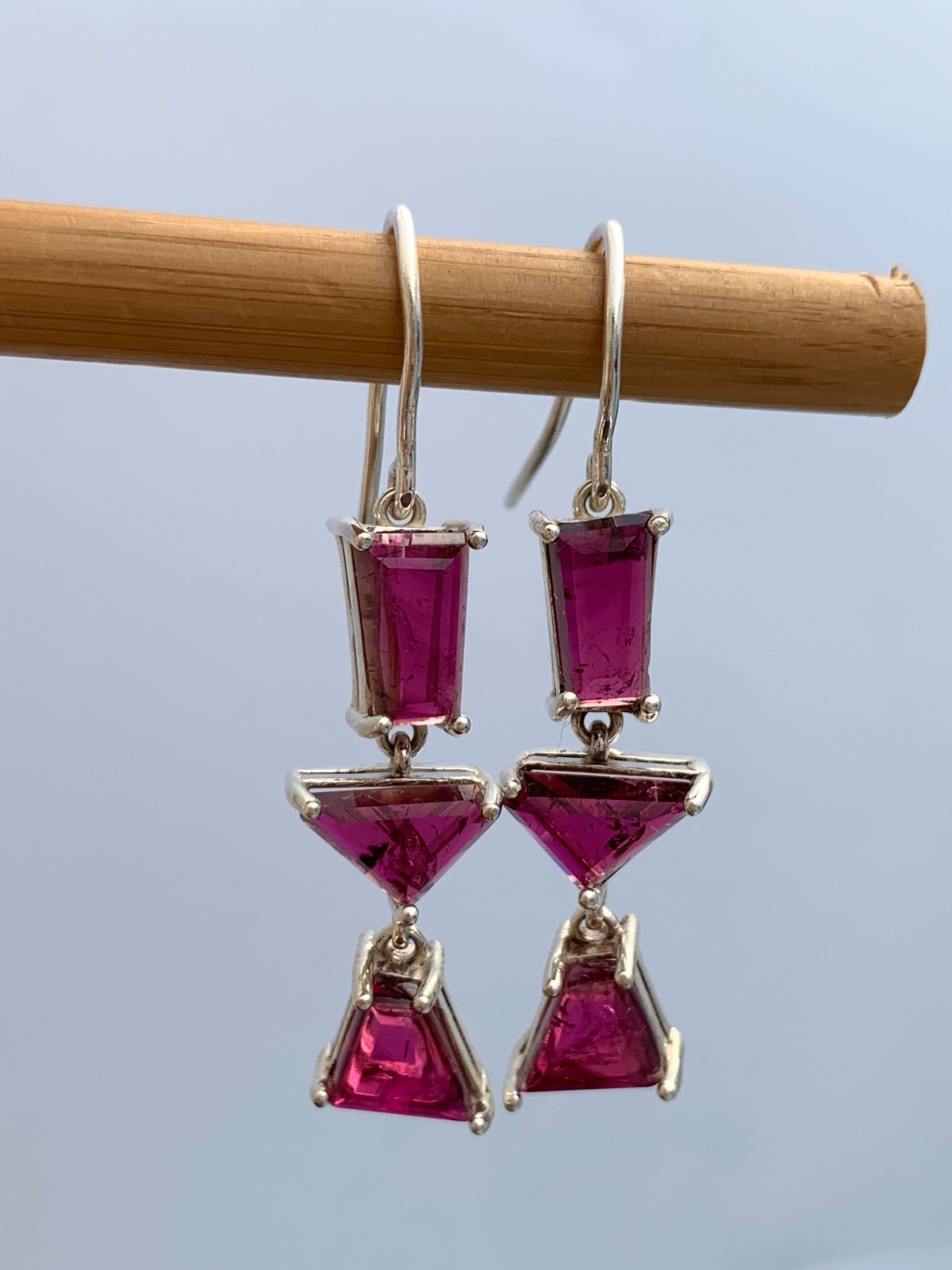 Pinkish Red Tourmaline Earrings: 925 Sterling Silver, Handmade Gemstone Jewelry