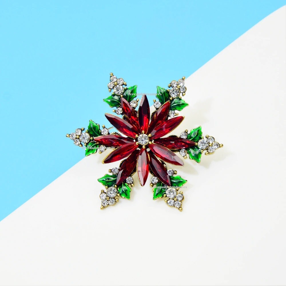 Snowflake Vintage Style Crystal Rhinestone Christmas Brooch and Gold Bag – VIDEO