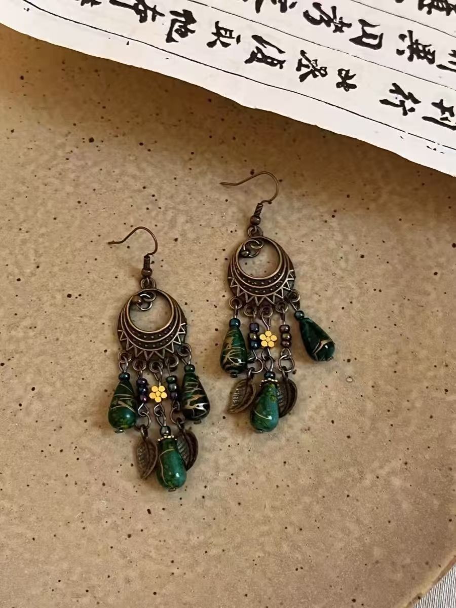 Valentines Deal Copper Natural Shungite Dangle New Wire Wrapped Earrings Jewelry