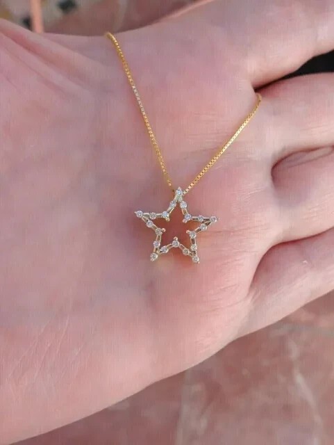 2Ct Round Cut Simulated Diamond Star Women’s Pendant In 14k Yellow Gold Plated