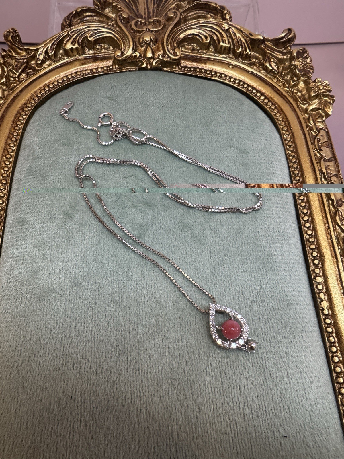 Rare Japanese Estate Natural Conch Pearl & Diamond Pendant Pt900 (With Report)