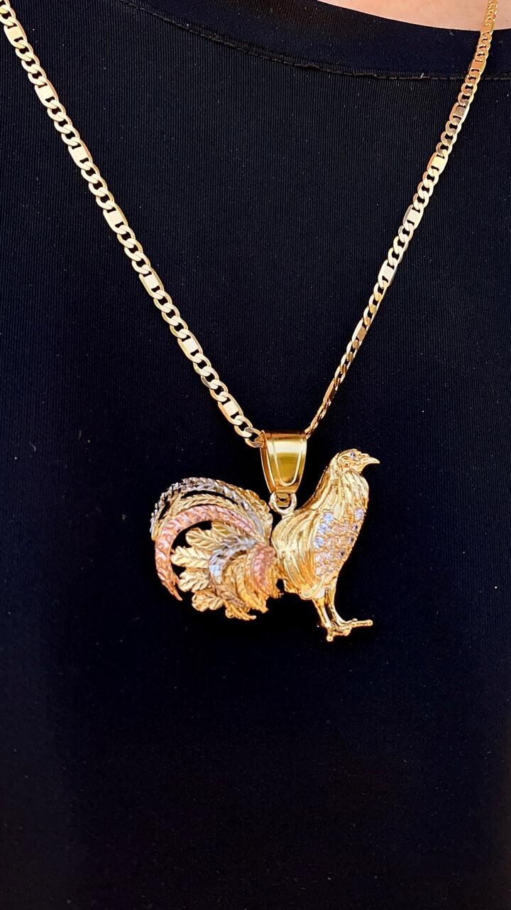 14K Gold Filled Chicken Rooster Necklace 24″ Valentino Figaro Chain Mens Adults