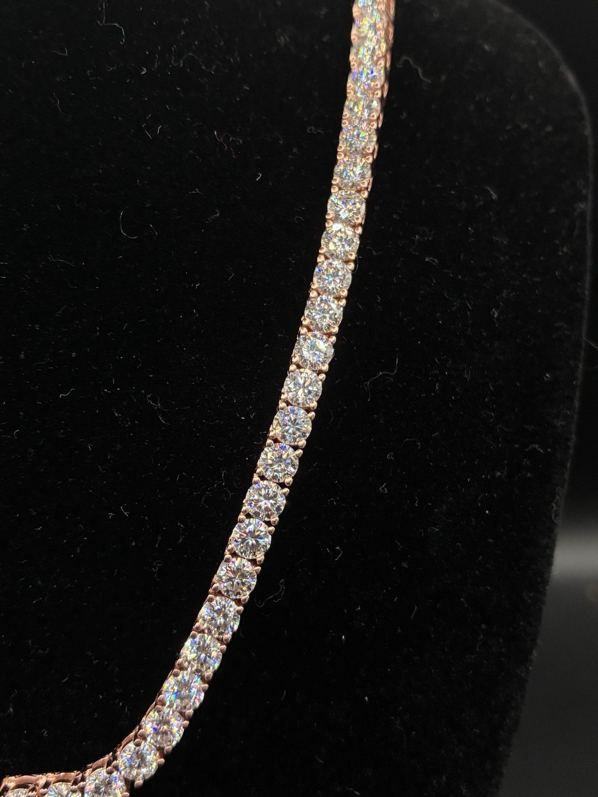 925 Sterling Silver and VVS Moissanite Rose Gold Tennis Chain 22 Inches