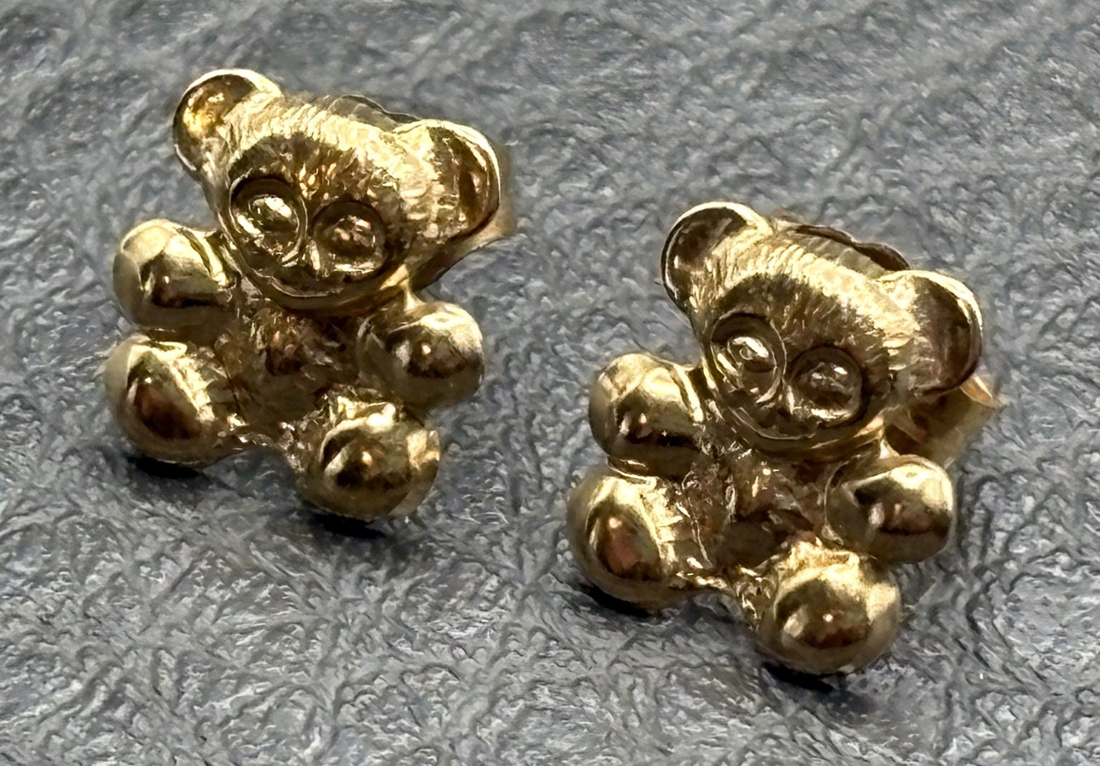 Vintage Gold Filled Teddy Bear Stud Earrings Butterfly Closure Cute