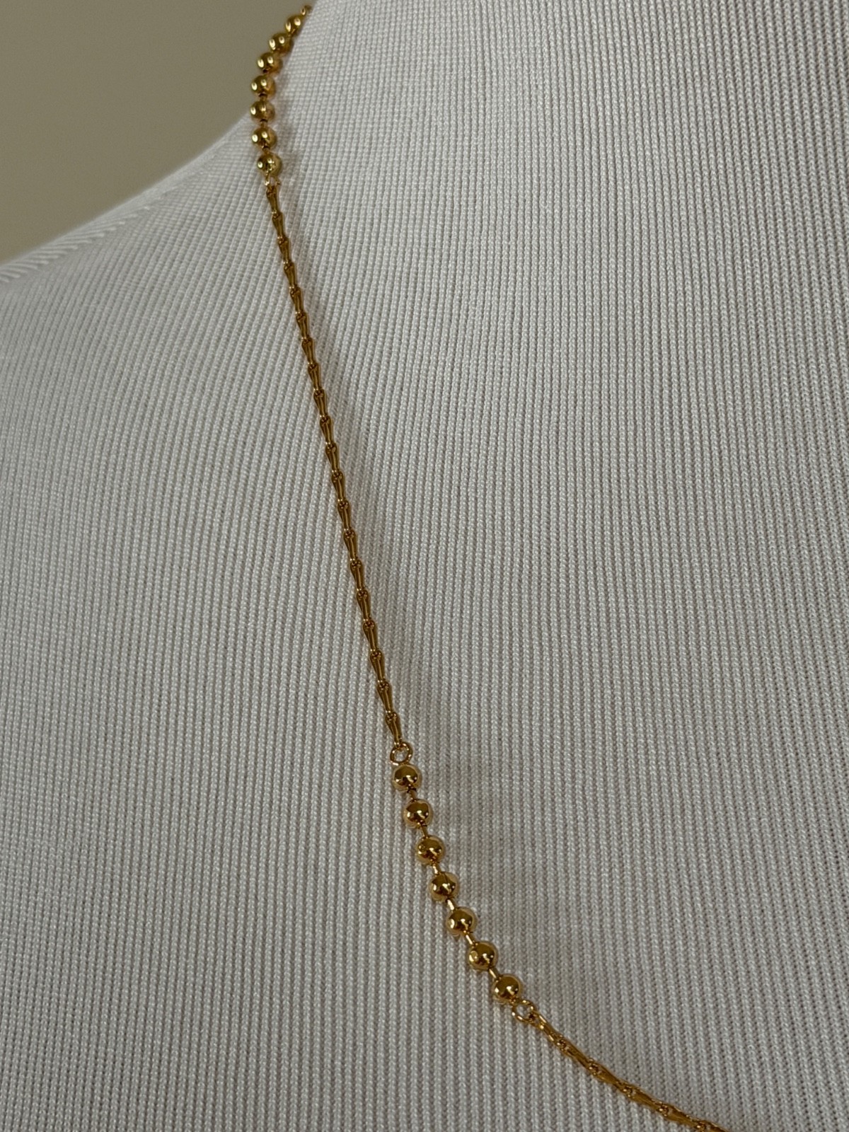 NWT Saint Laurent YSL Ball & Wheat Chain Station Gold Tone Brass Necklace $695