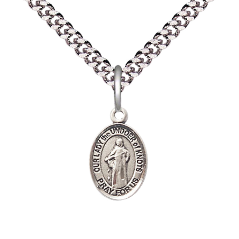 Pewter Our Lady the Undoer of Knots Medal Pendant 24″ Endless Chain Necklace