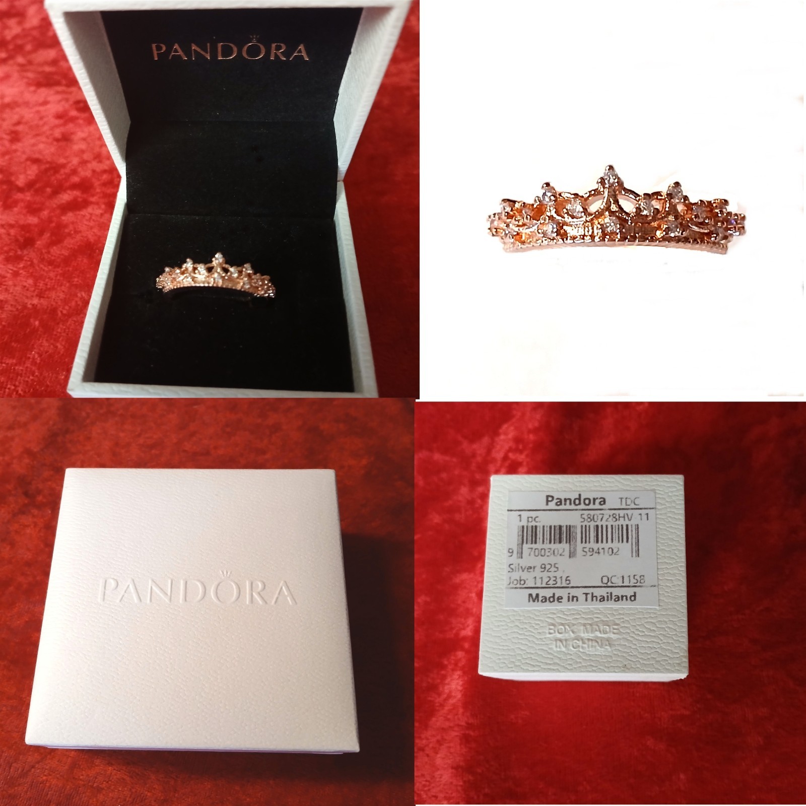 SPARKLING STYLE CROWN RING ROSE GOLD US SIZE 5 3/4 FREE SAME DAY