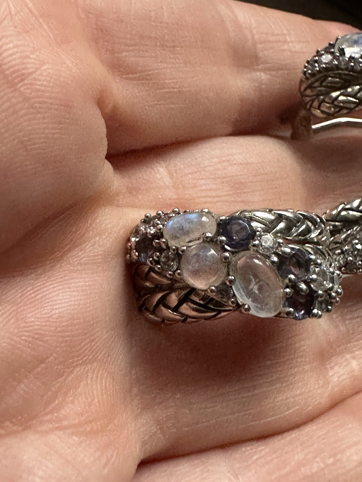 New 925 Silver Moonstone & CZ Jewelry Set – Ring & Earrings, Elegant Gift